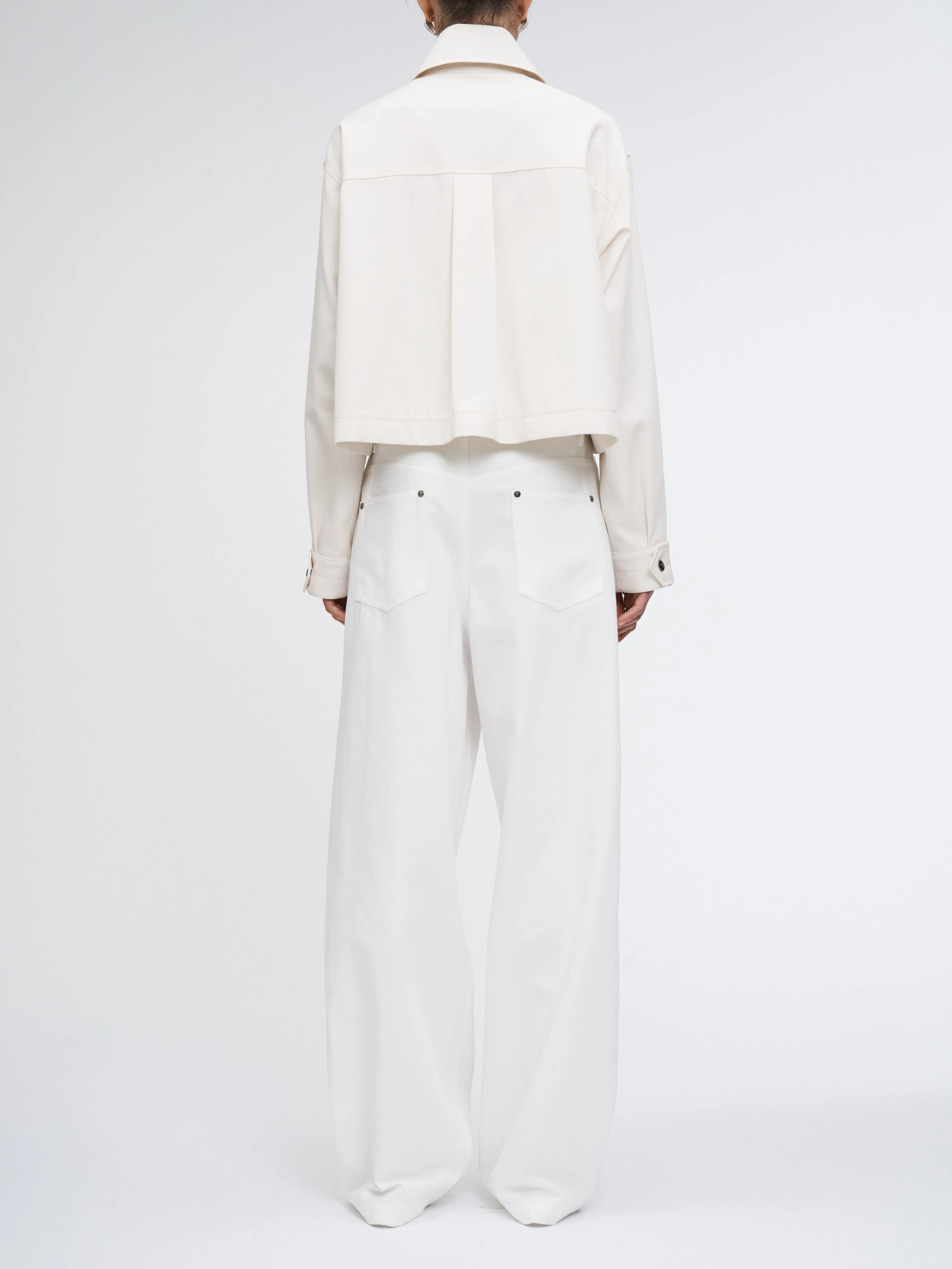 Cropped Swing Jacket in Ivory