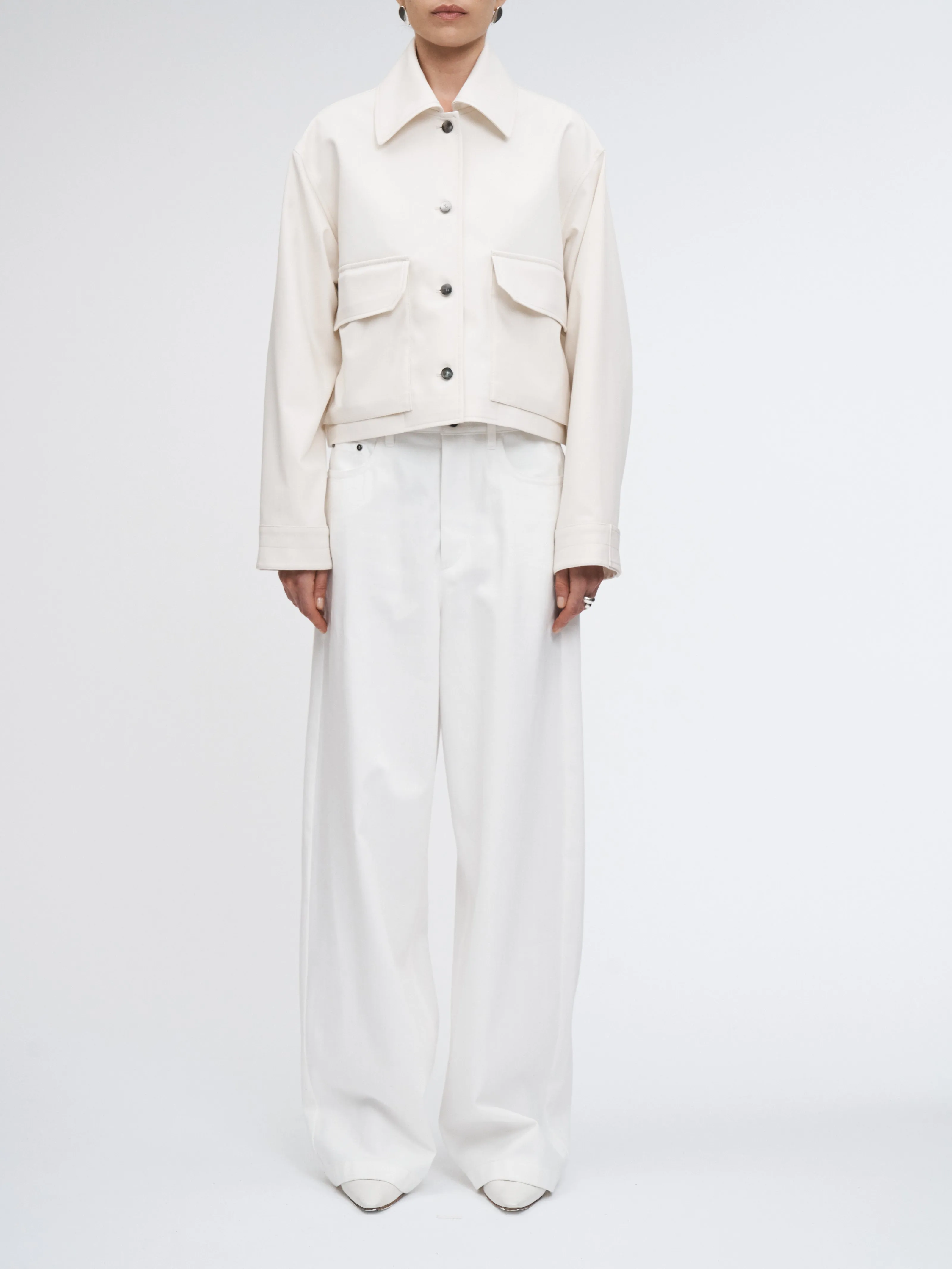 Cropped Swing Jacket in Ivory