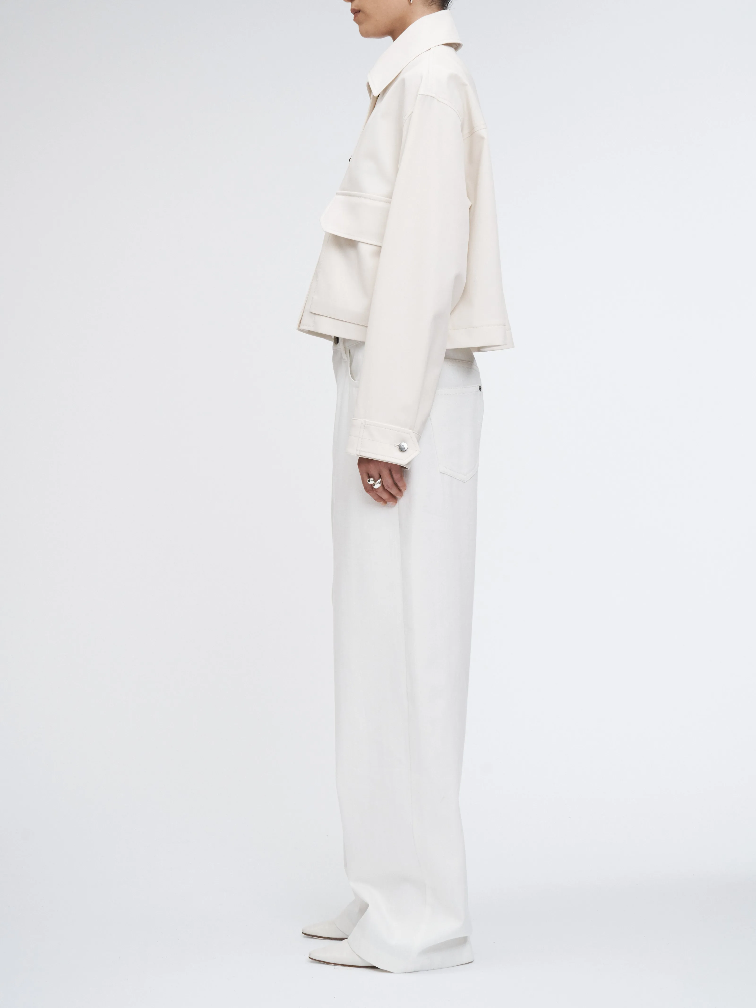 Cropped Swing Jacket in Ivory