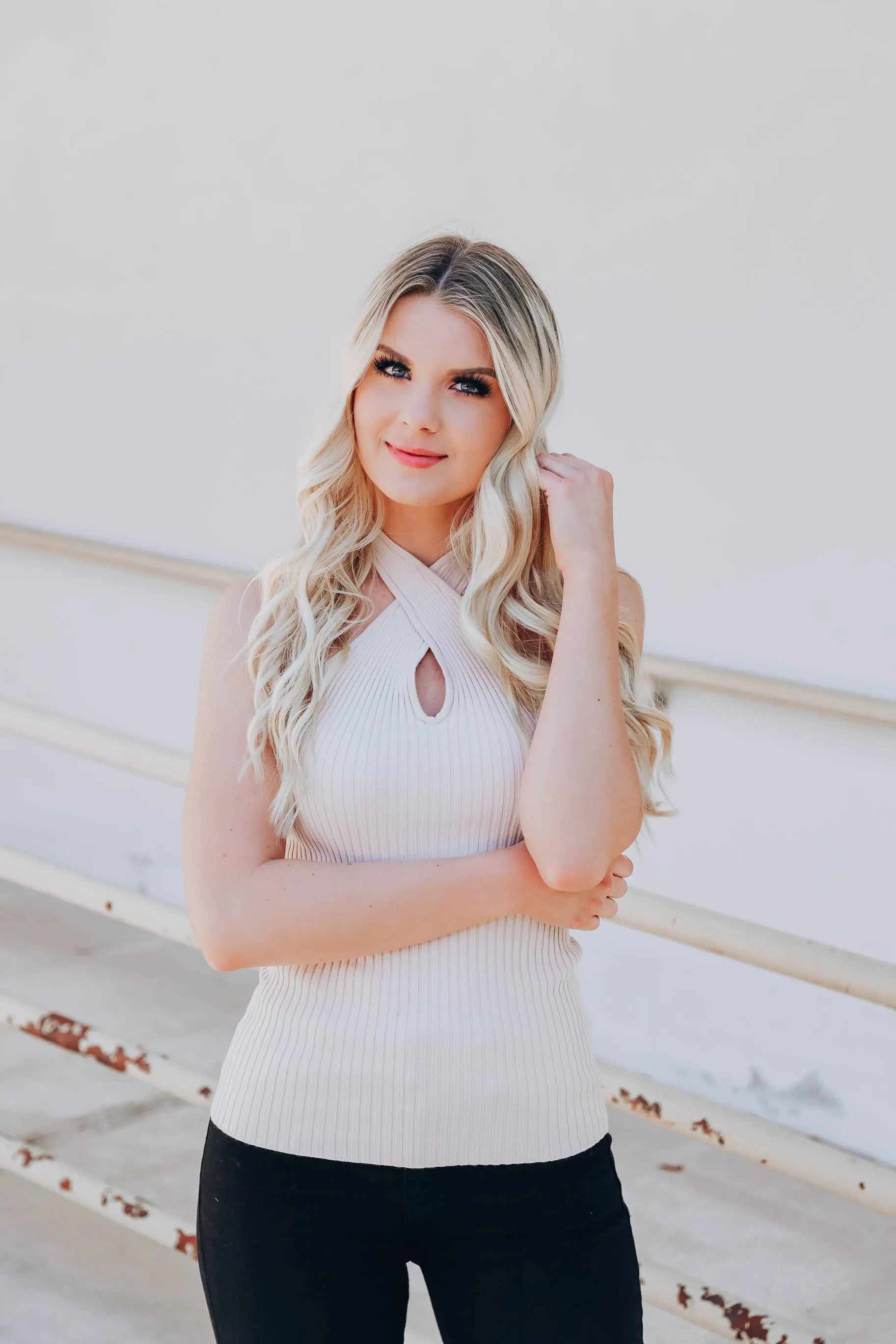 Cross My Heart Halter Top - Beige