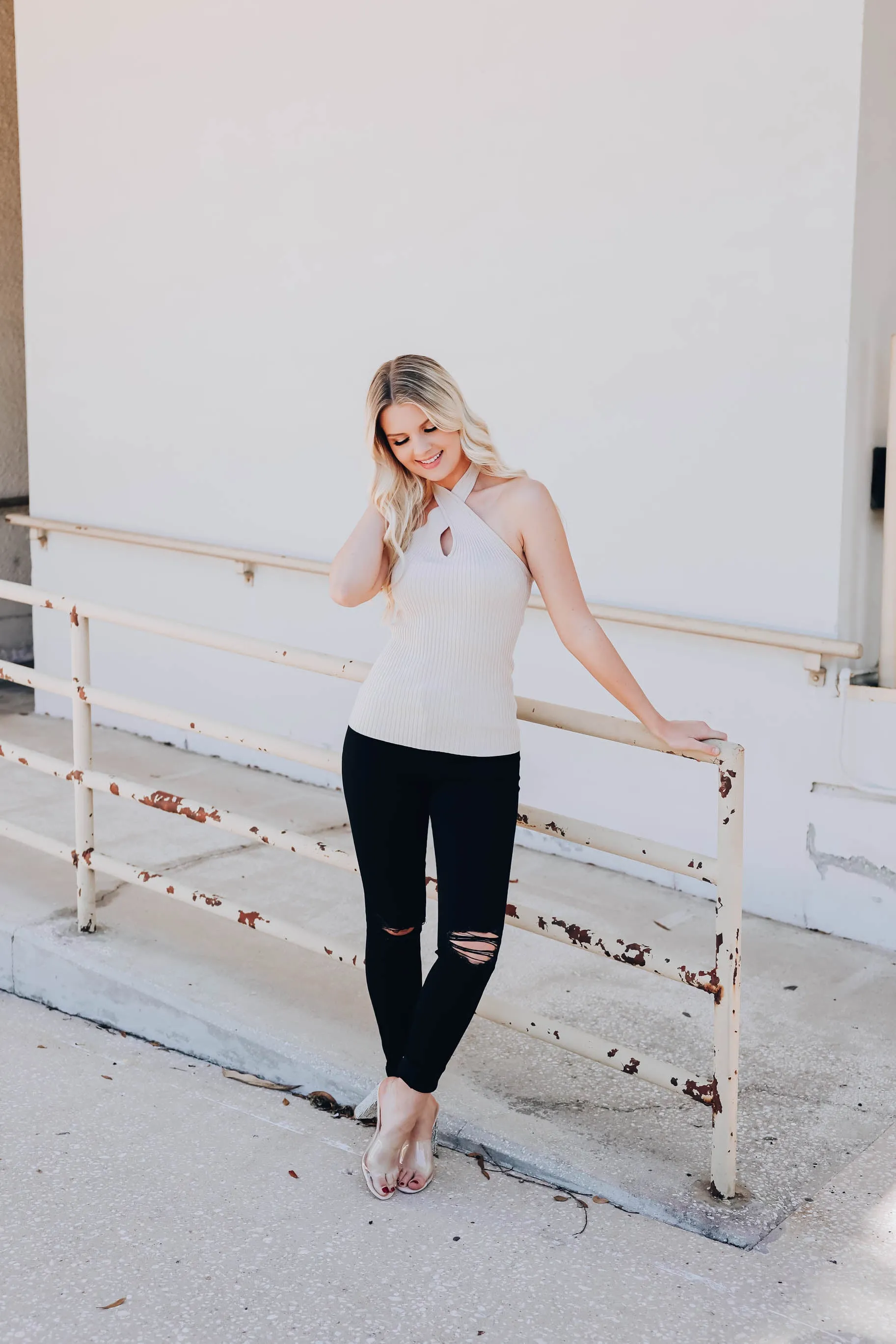 Cross My Heart Halter Top - Beige