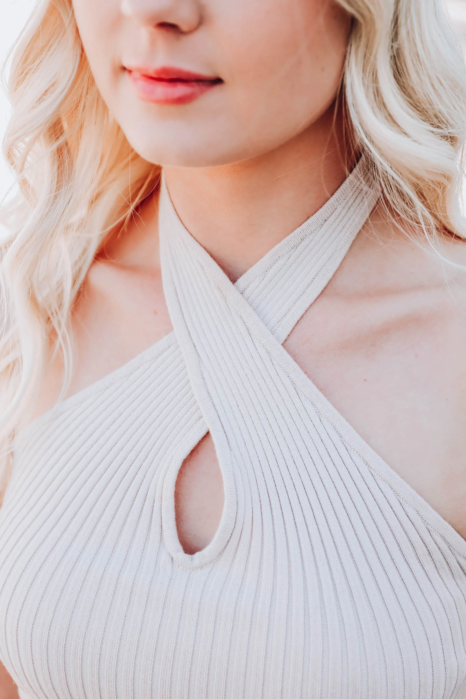 Cross My Heart Halter Top - Beige