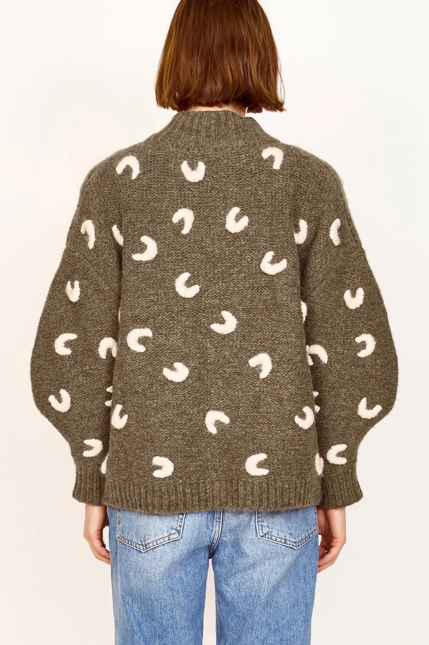 Cusco Croissant Cardigan in Olive/Ivory