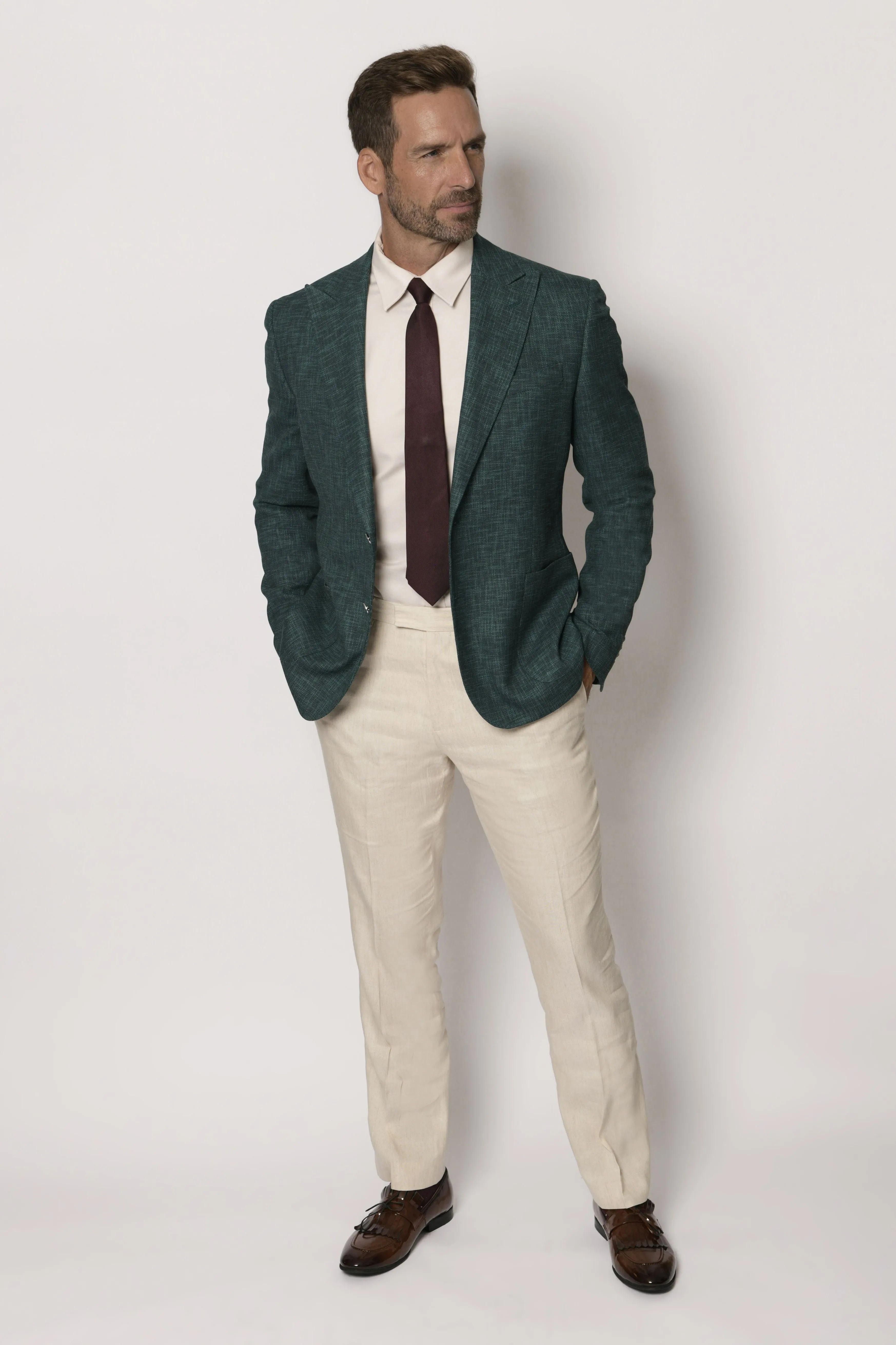 Dark Teal Zignone Wool Men's Slim Fit Italian Blazer