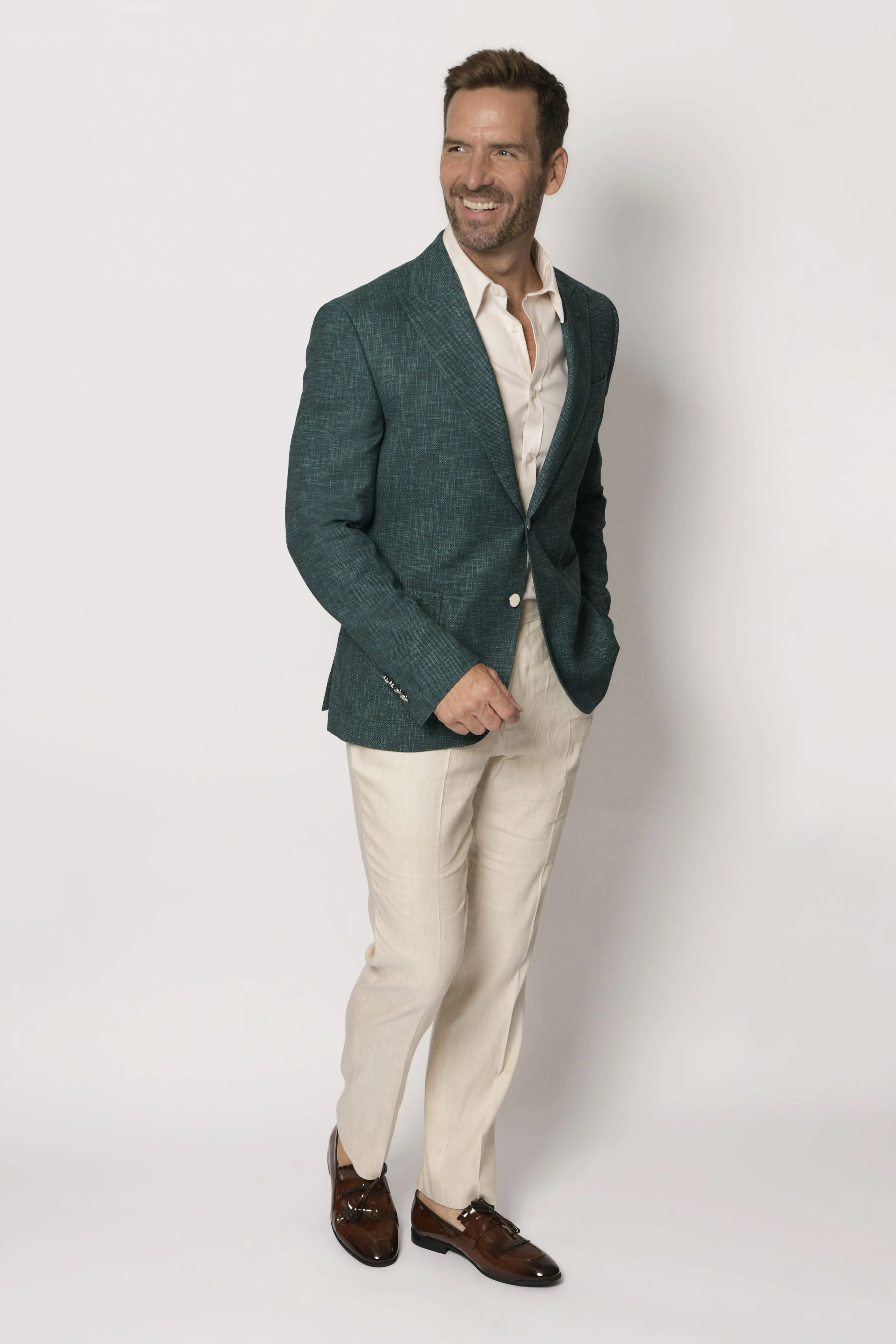 Dark Teal Zignone Wool Men's Slim Fit Italian Blazer