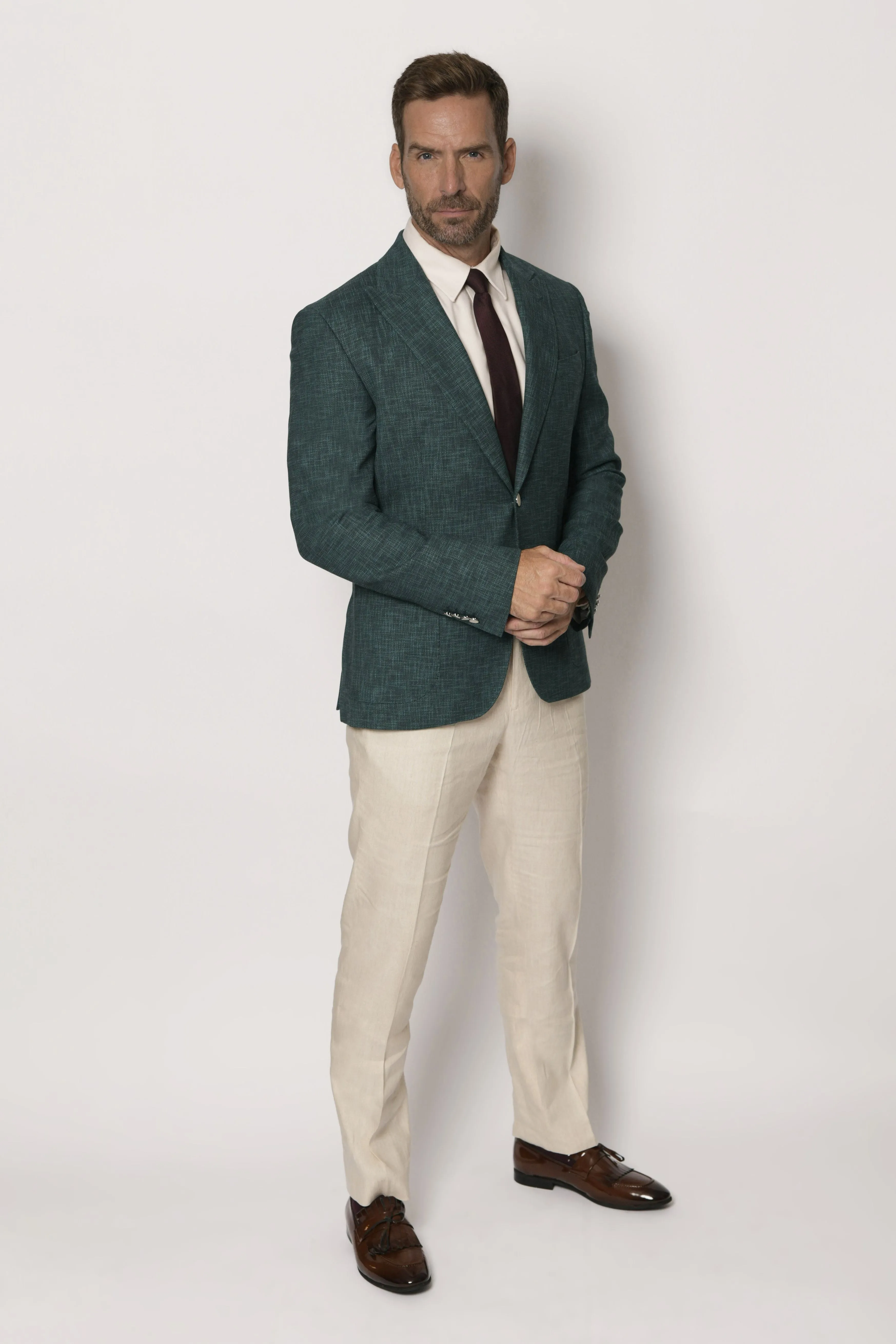 Dark Teal Zignone Wool Men's Slim Fit Italian Blazer