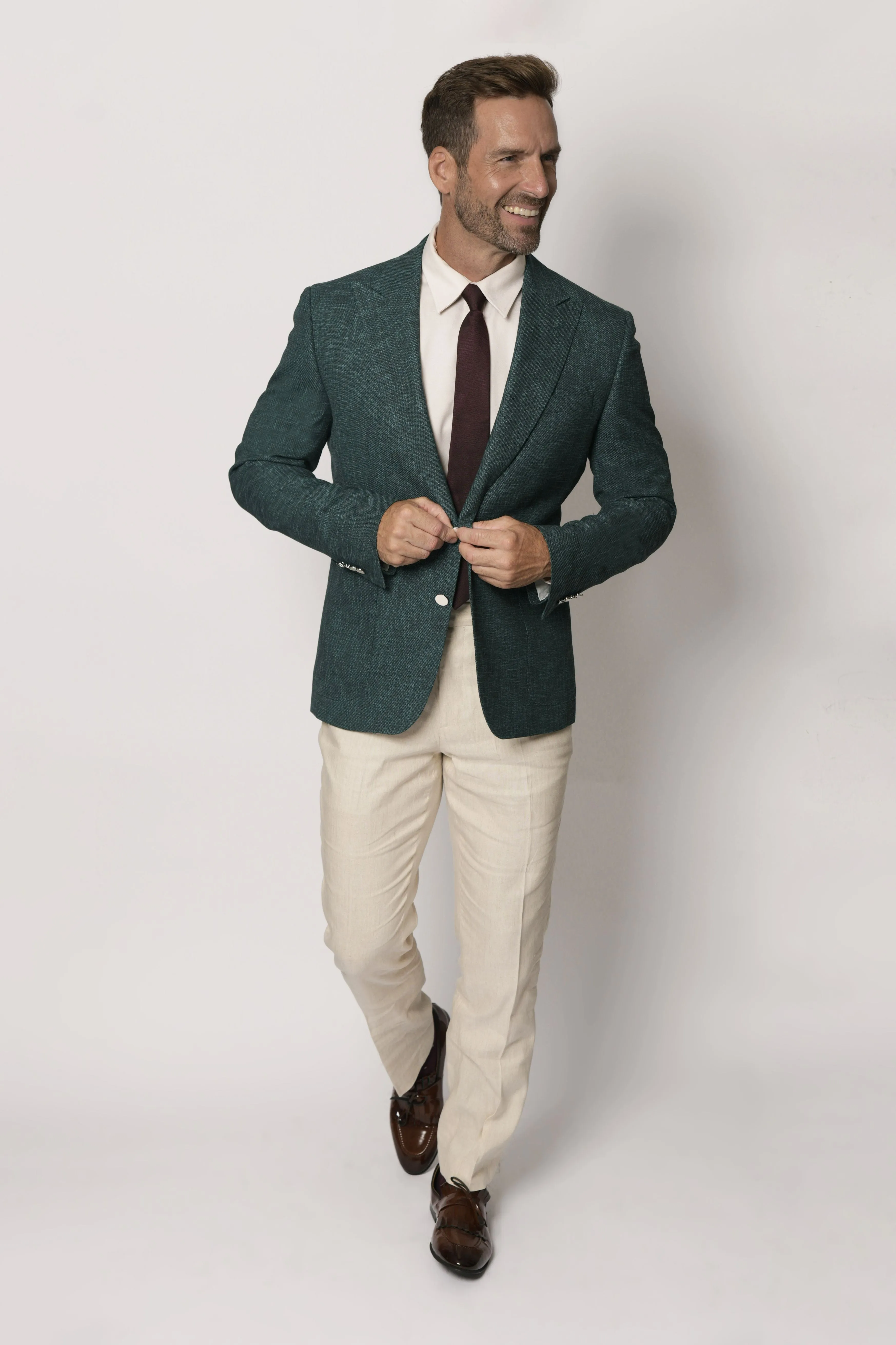 Dark Teal Zignone Wool Men's Slim Fit Italian Blazer