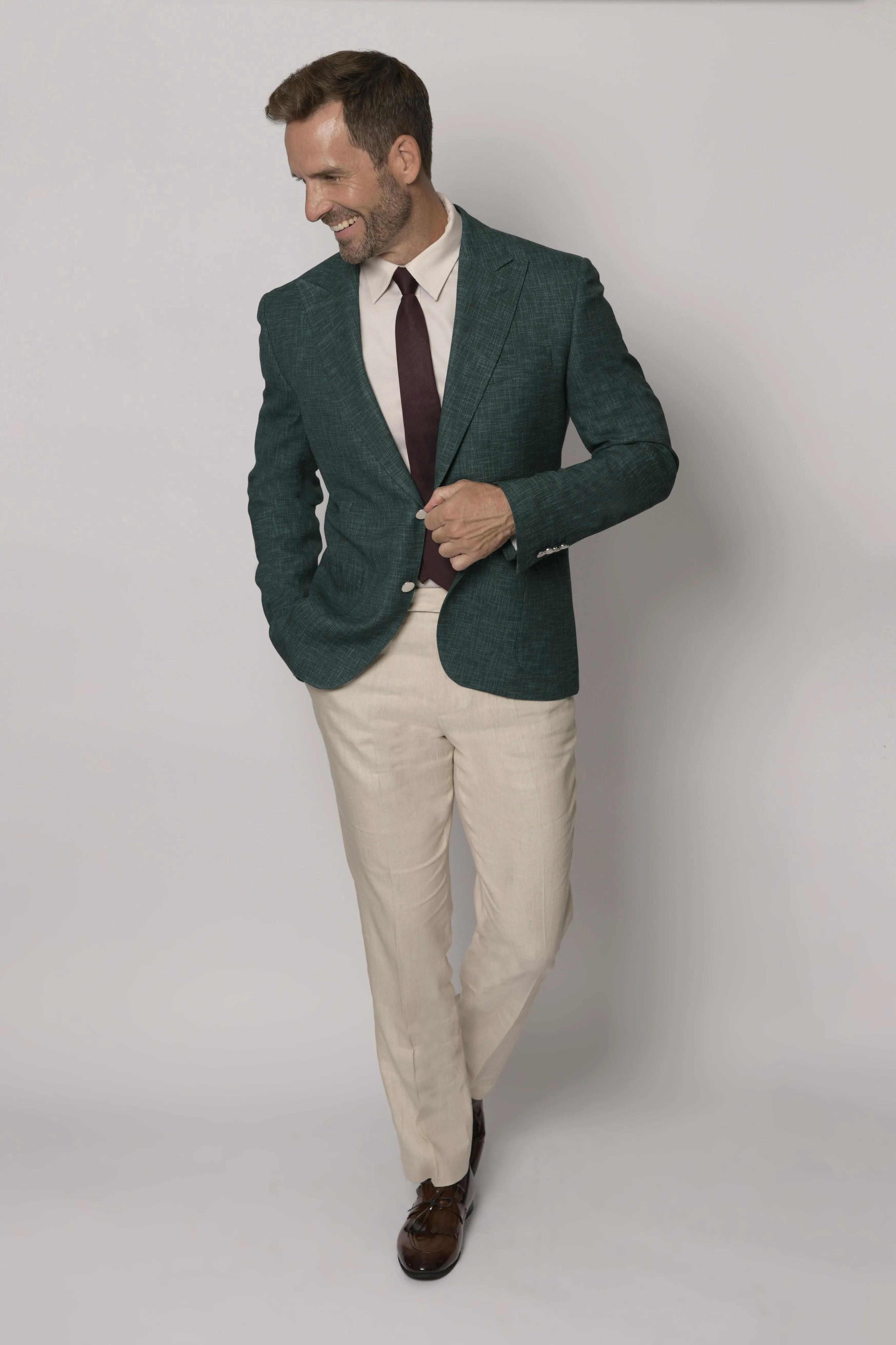 Dark Teal Zignone Wool Men's Slim Fit Italian Blazer