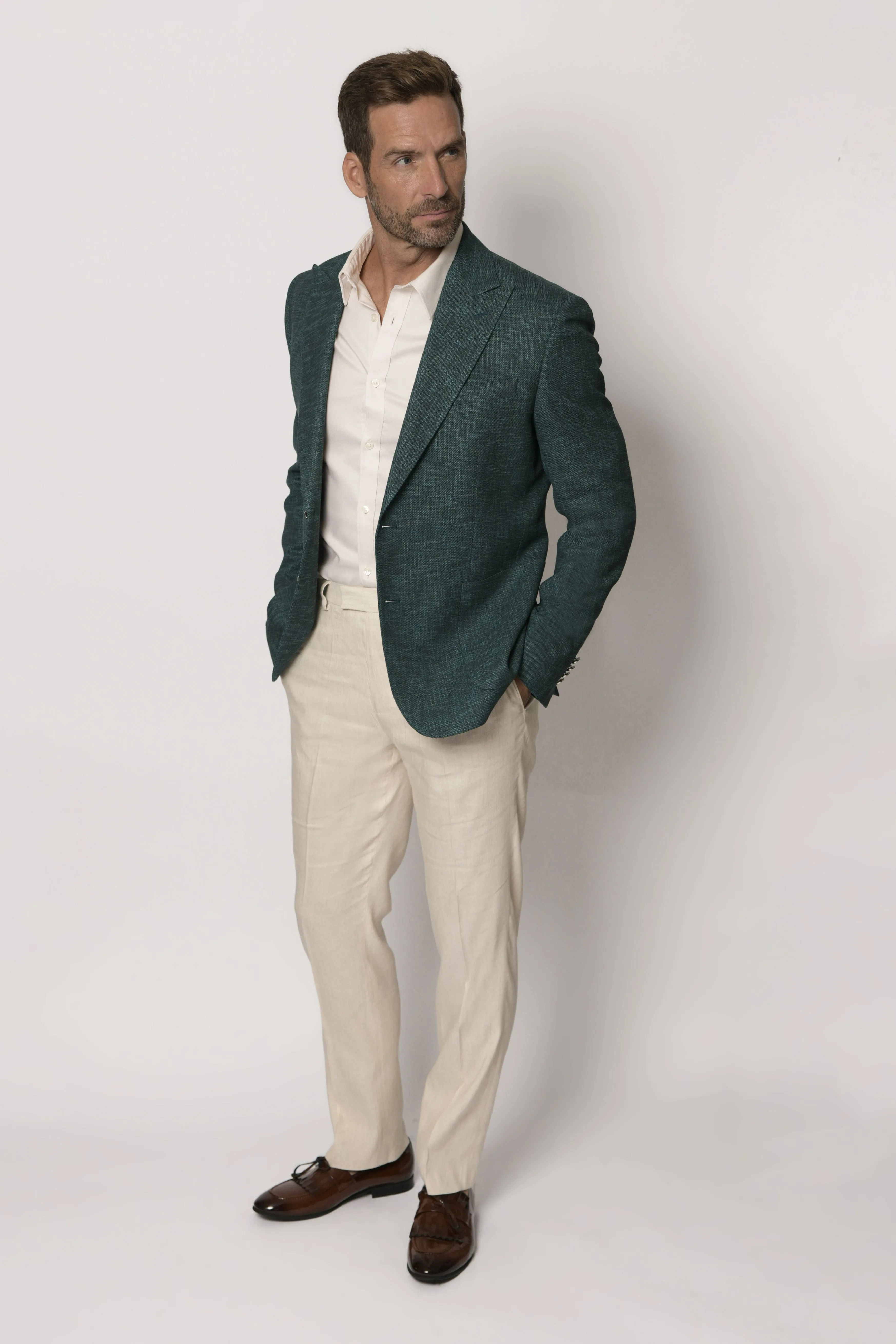Dark Teal Zignone Wool Men's Slim Fit Italian Blazer