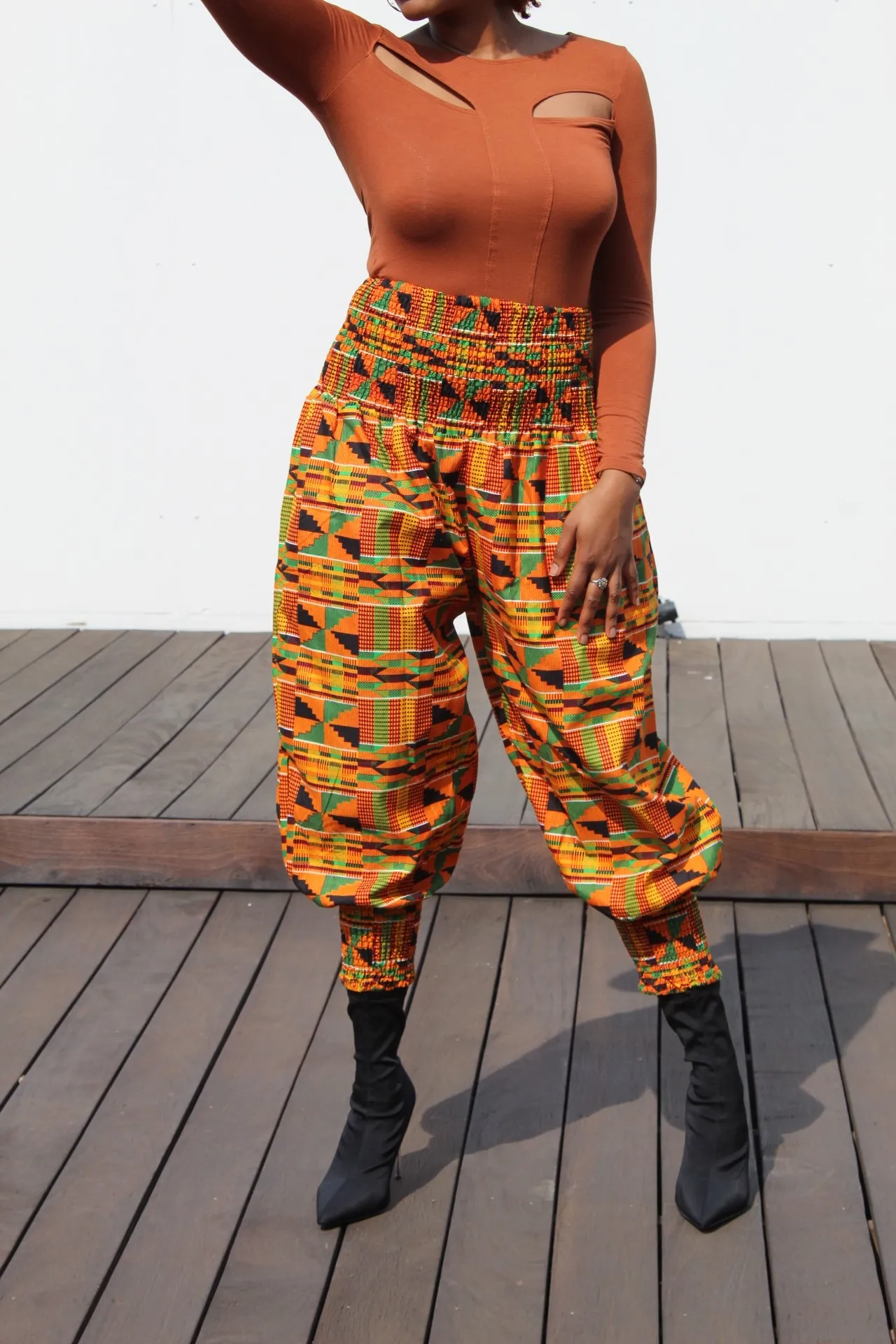 Dashiki Print Harem Pants - Tri Pattern