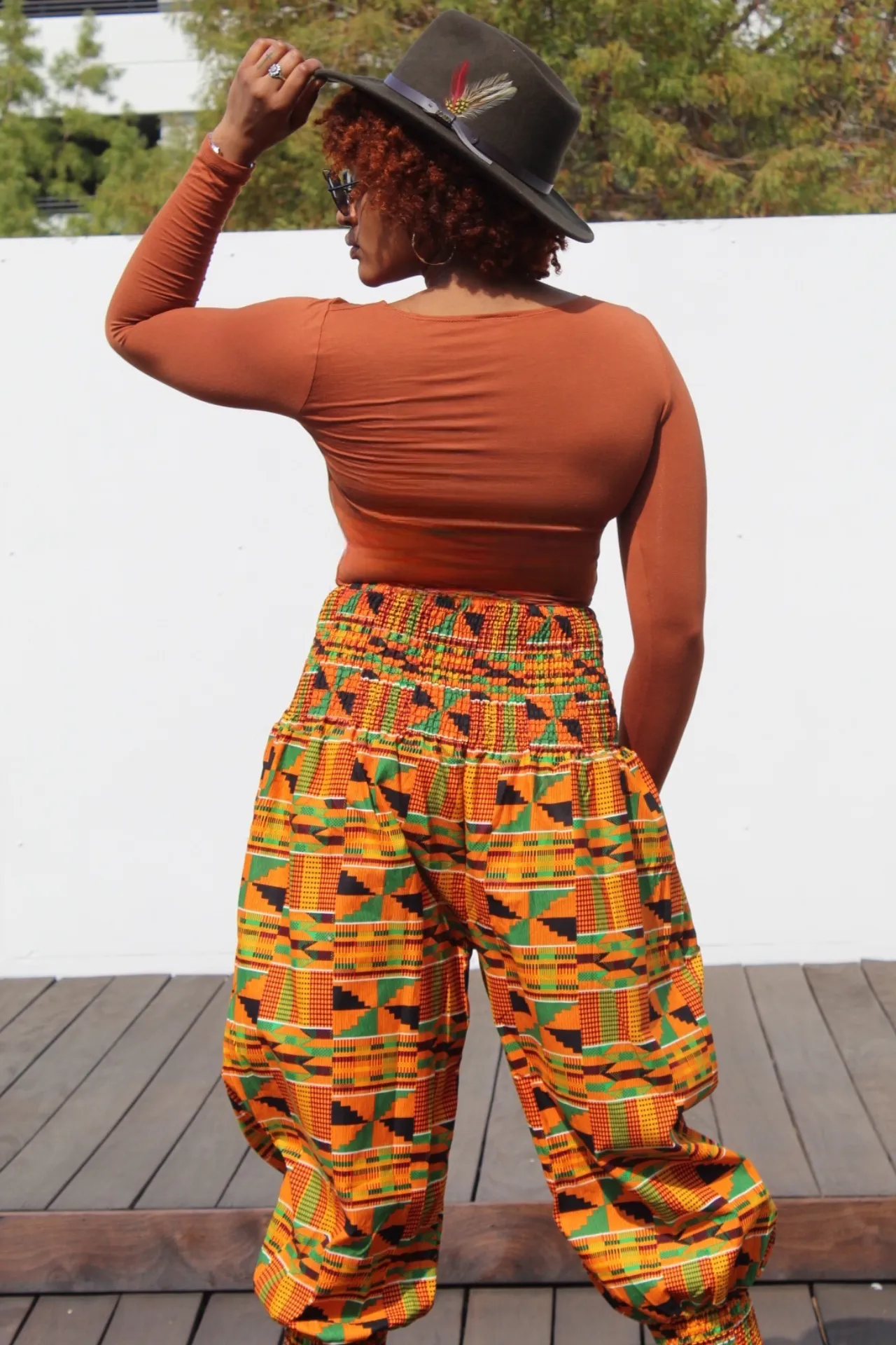 Dashiki Print Harem Pants - Tri Pattern