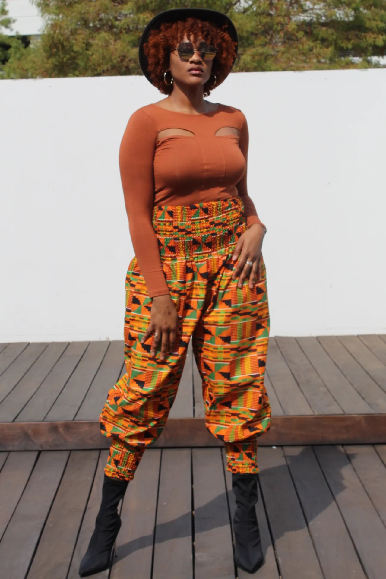 Dashiki Print Harem Pants - Tri Pattern