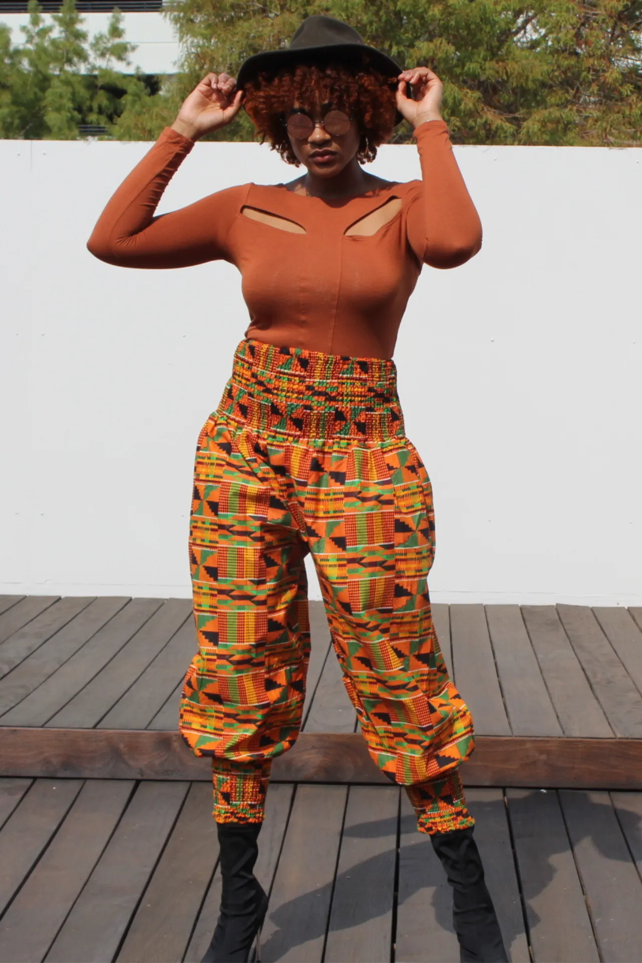 Dashiki Print Harem Pants - Tri Pattern