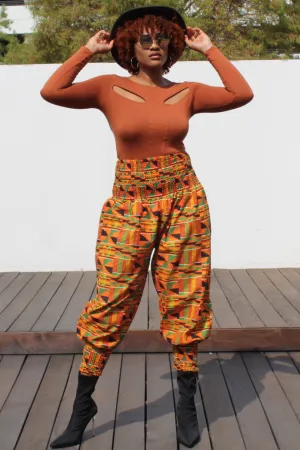 Dashiki Print Harem Pants - Tri Pattern