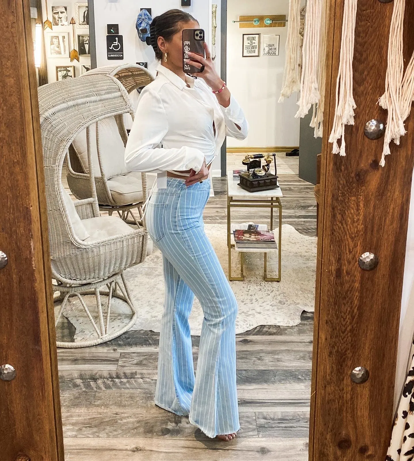 Denim Stripe Flare Bottoms