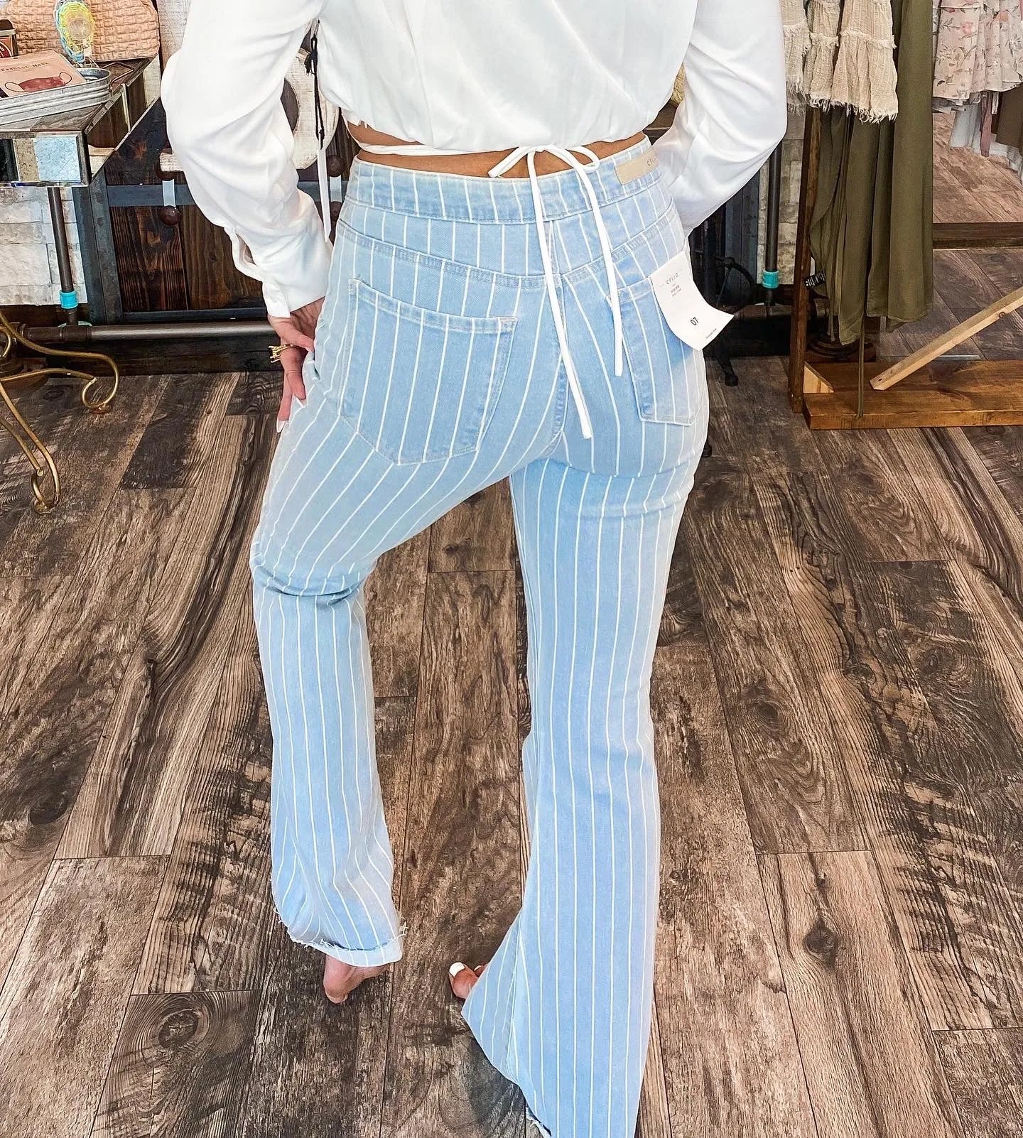 Denim Stripe Flare Bottoms
