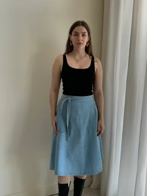 Denim wrap skirt
