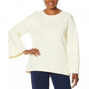 DG2 by Diane Gilman Women's DG Downtime Embroidered Heart Sweatshirt