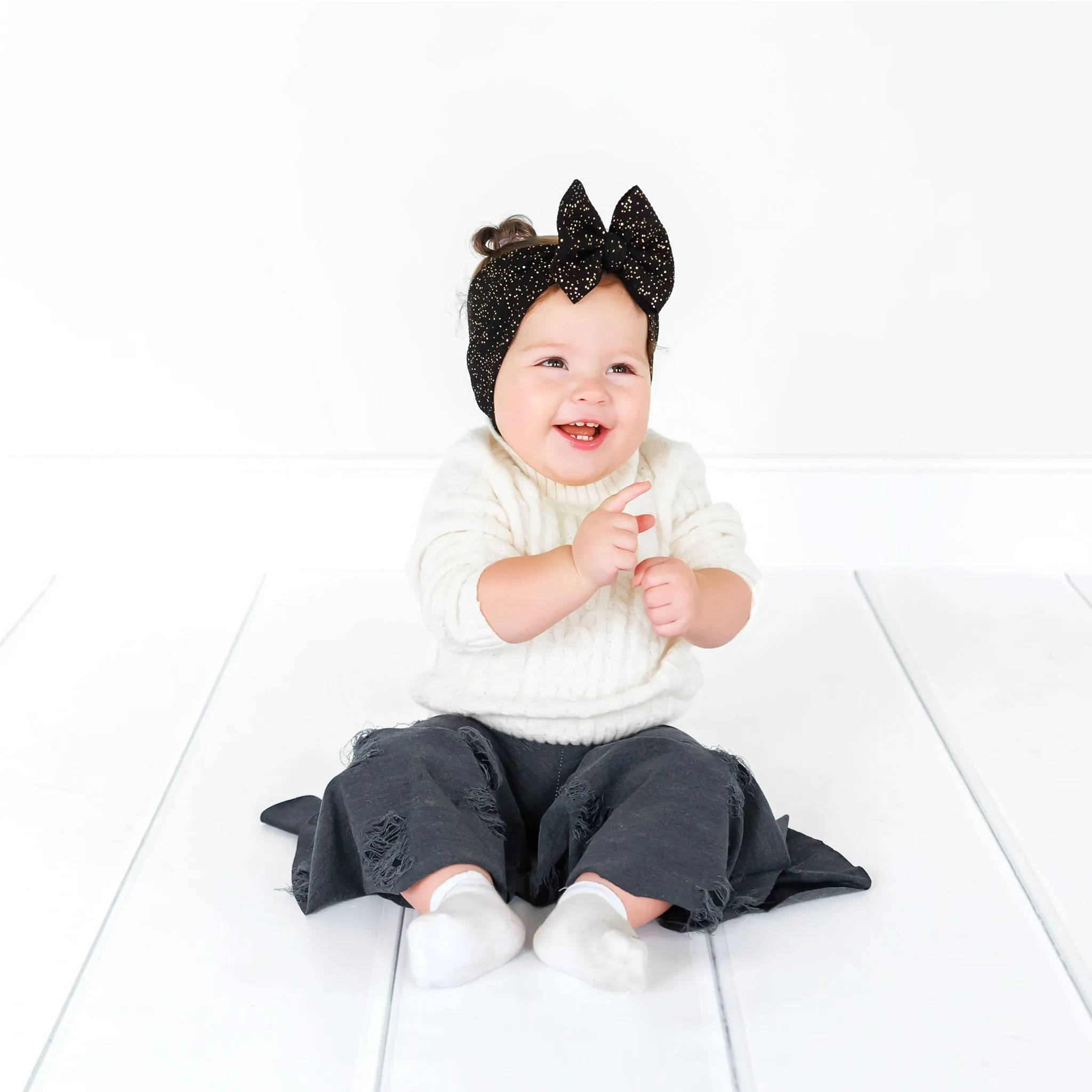Distressed Denim Inspired Baby Bell Bottoms