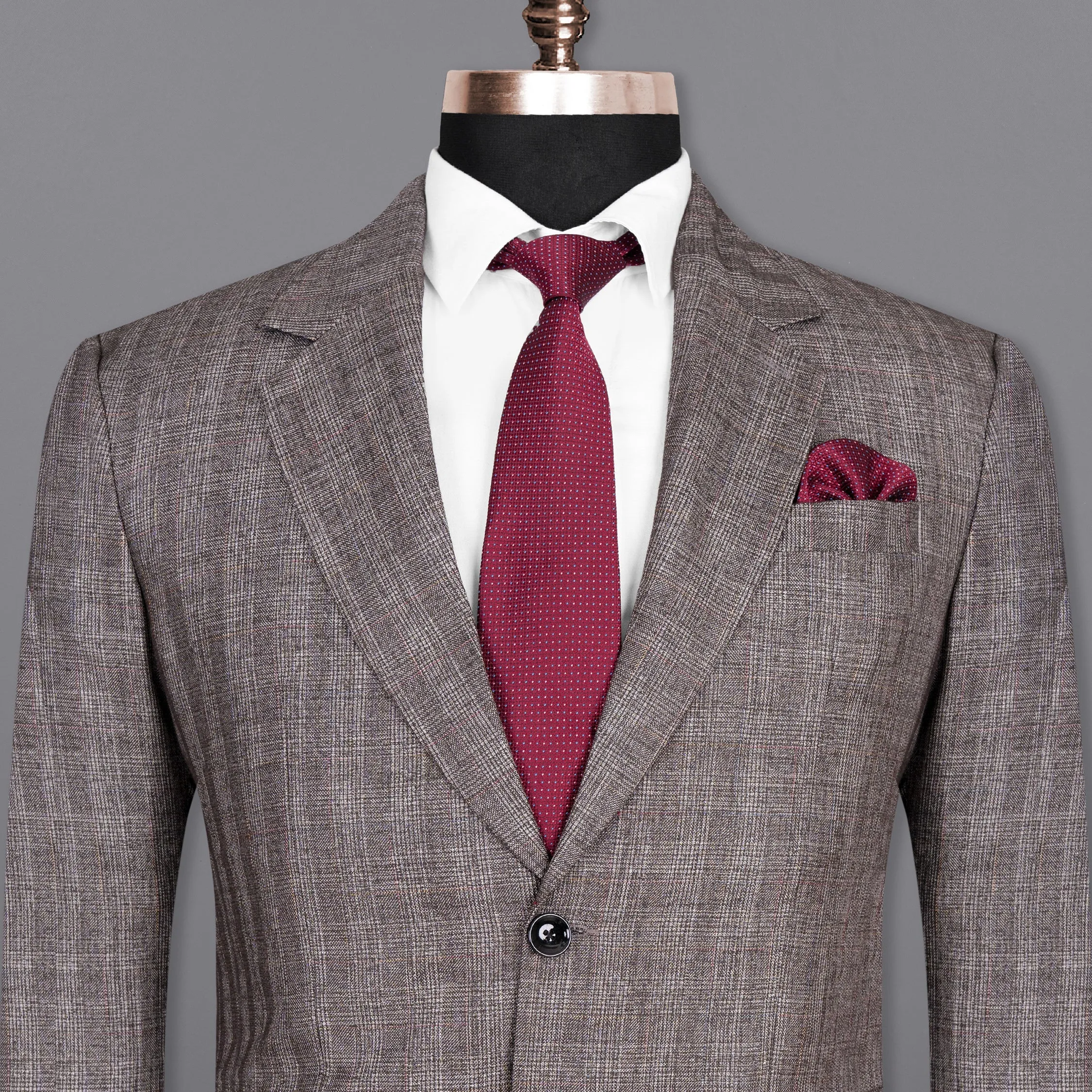Don Juan Brown Plaid Wool Rich Blazer