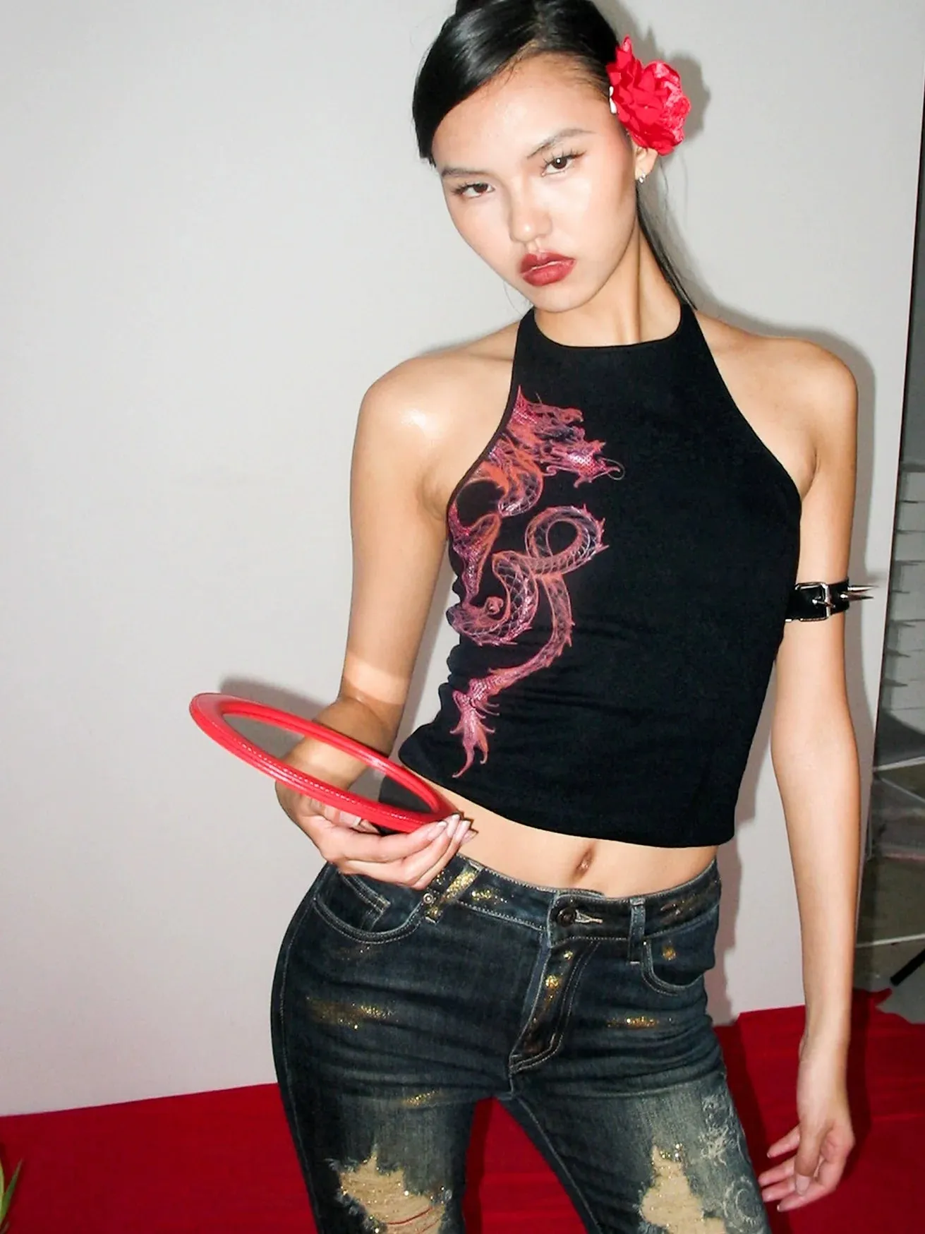 Dragon Print Halter Croptop