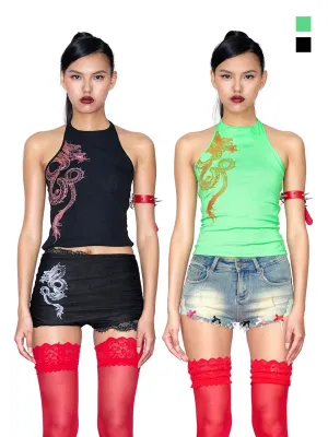 Dragon Print Halter Croptop