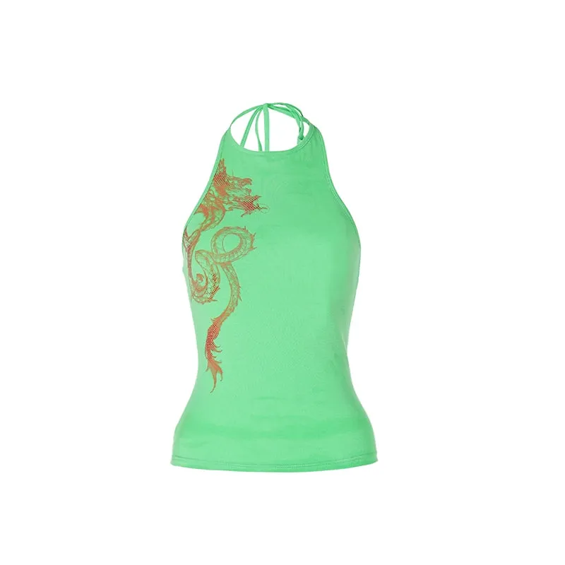 Dragon Print Halter Croptop