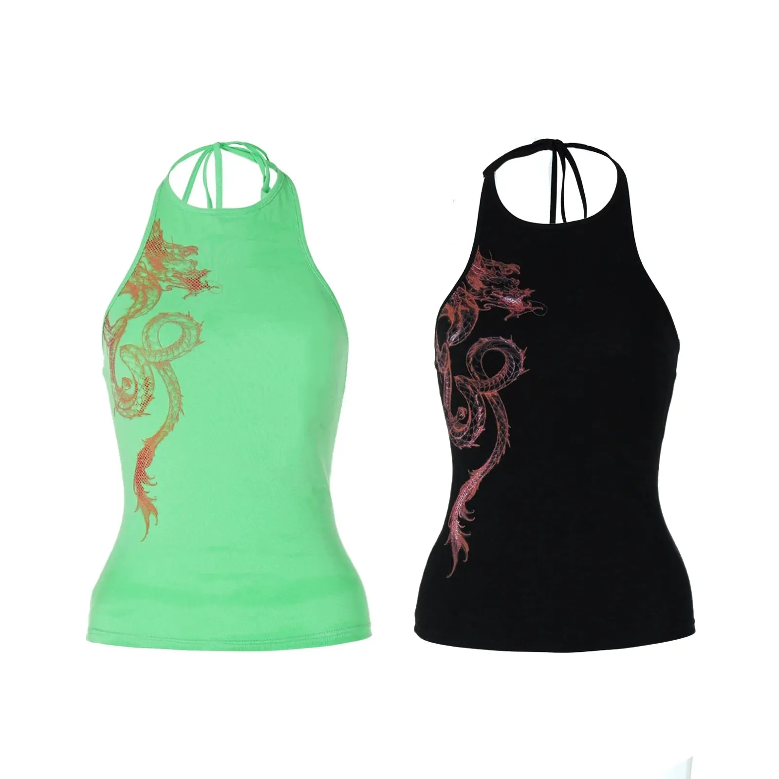 Dragon Print Halter Croptop