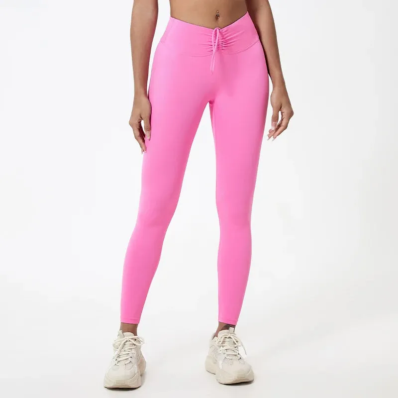 Drawstring High-Waisted Leggings