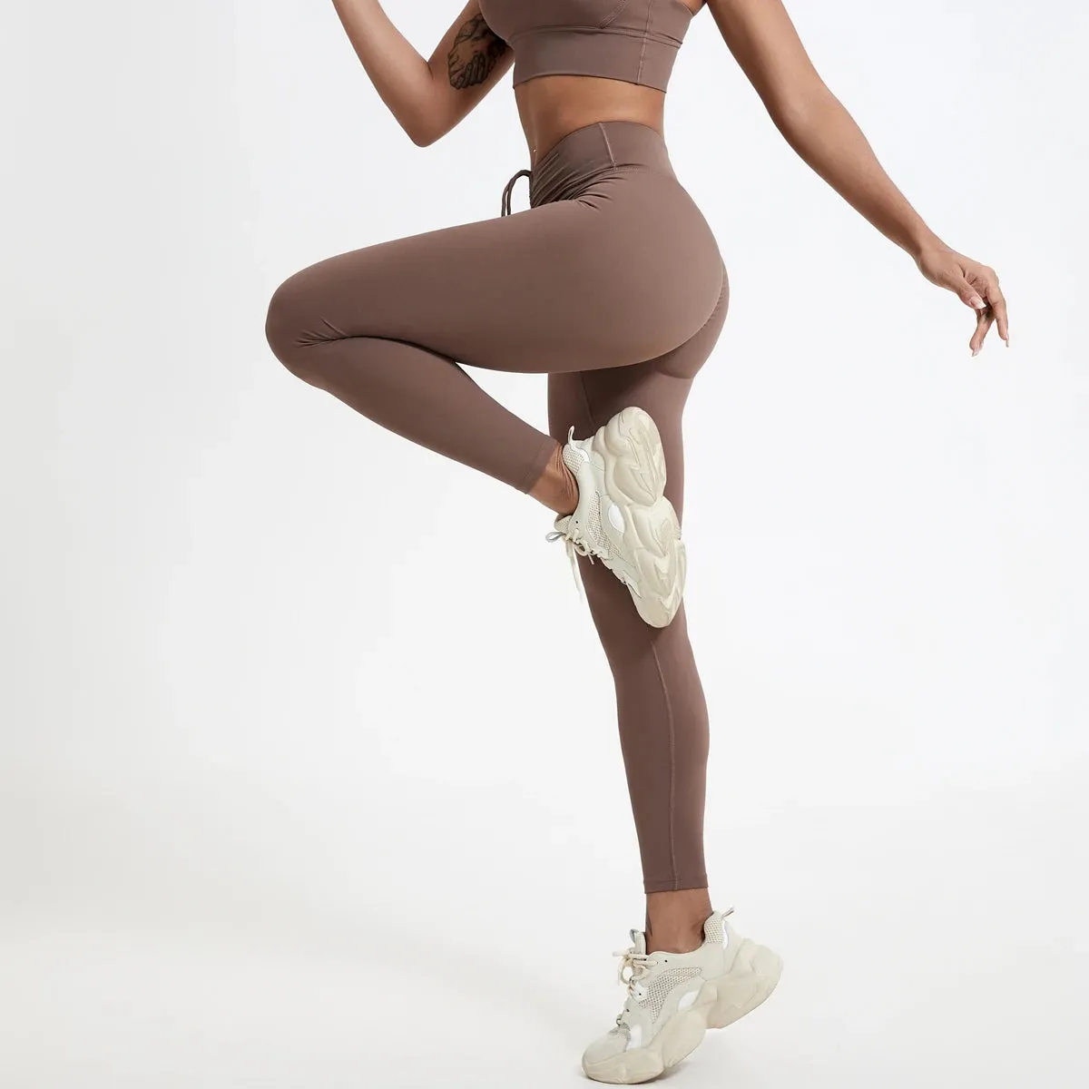 Drawstring High-Waisted Leggings