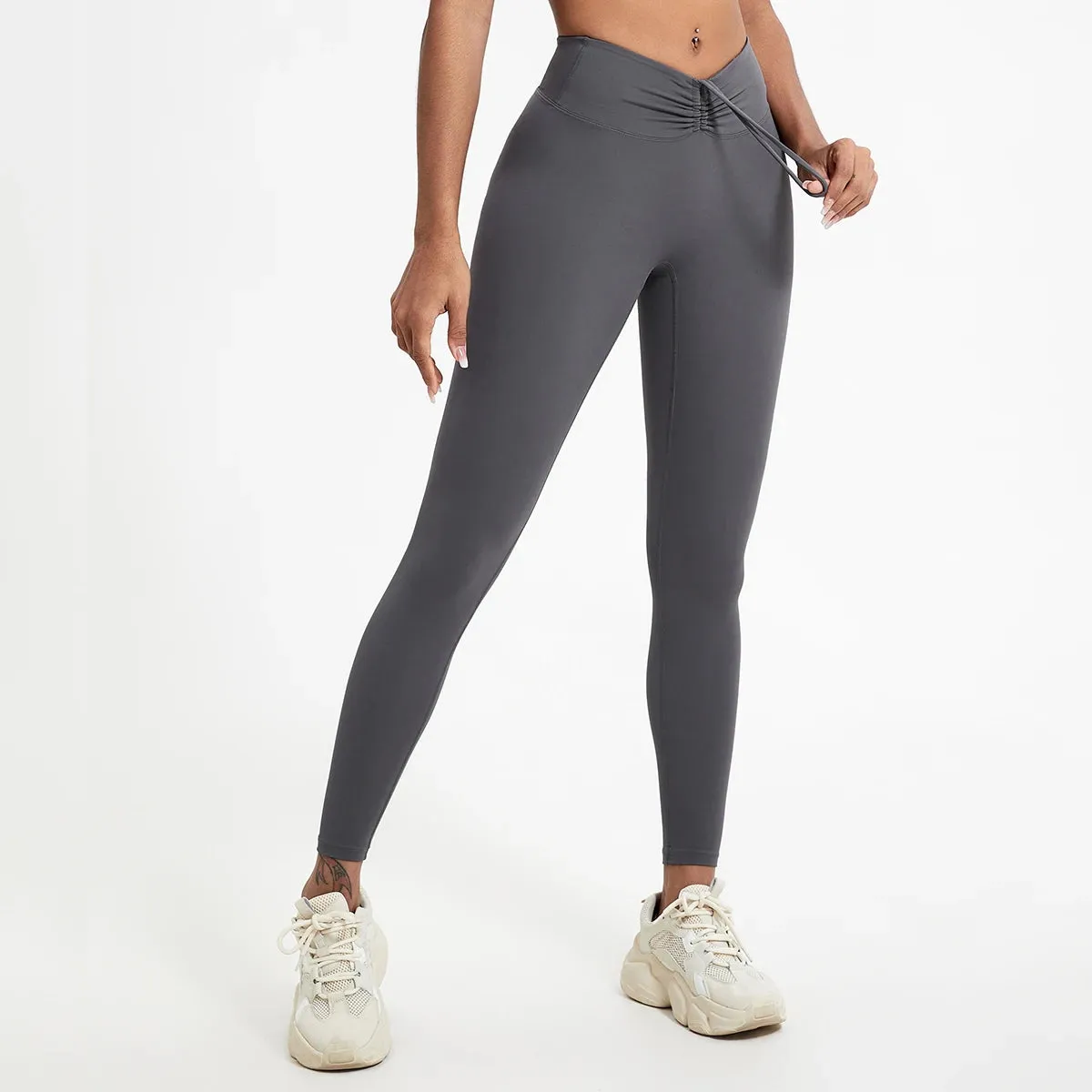Drawstring High-Waisted Leggings