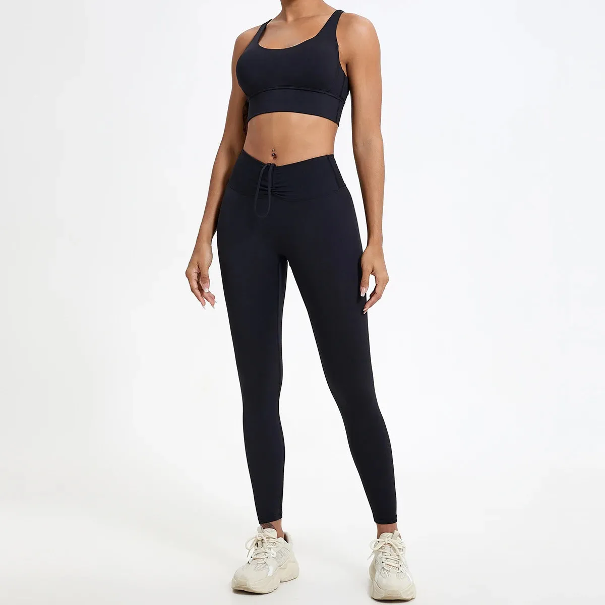 Drawstring High-Waisted Leggings
