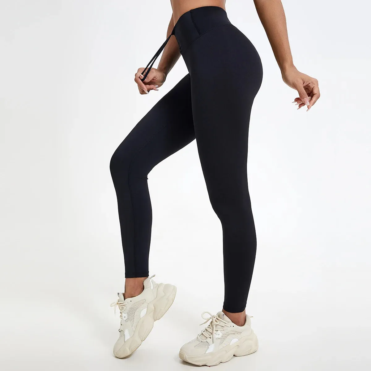 Drawstring High-Waisted Leggings