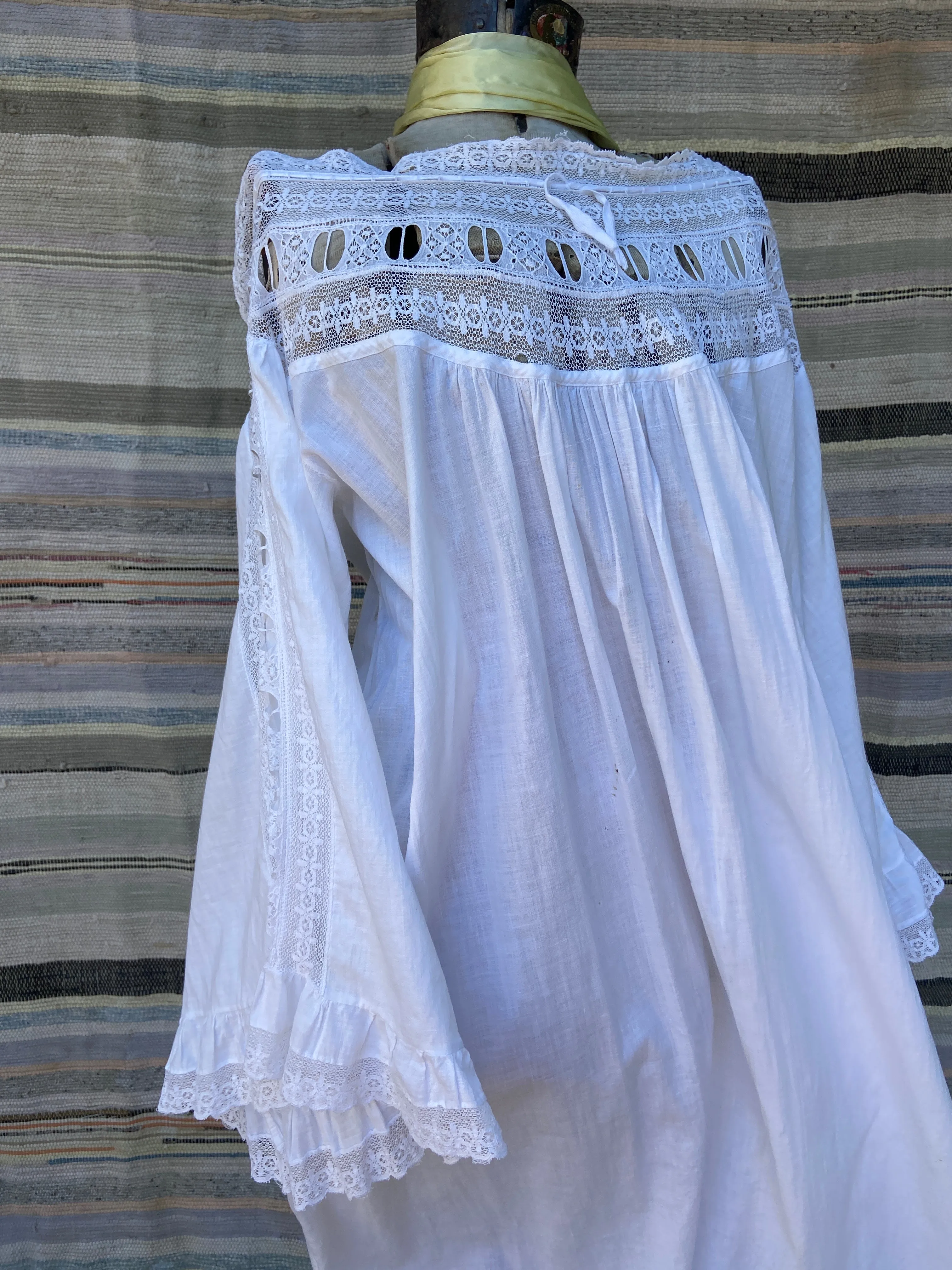 Edwardian Cotton Flutter Sleeve Cotton/ Lace Night Dress