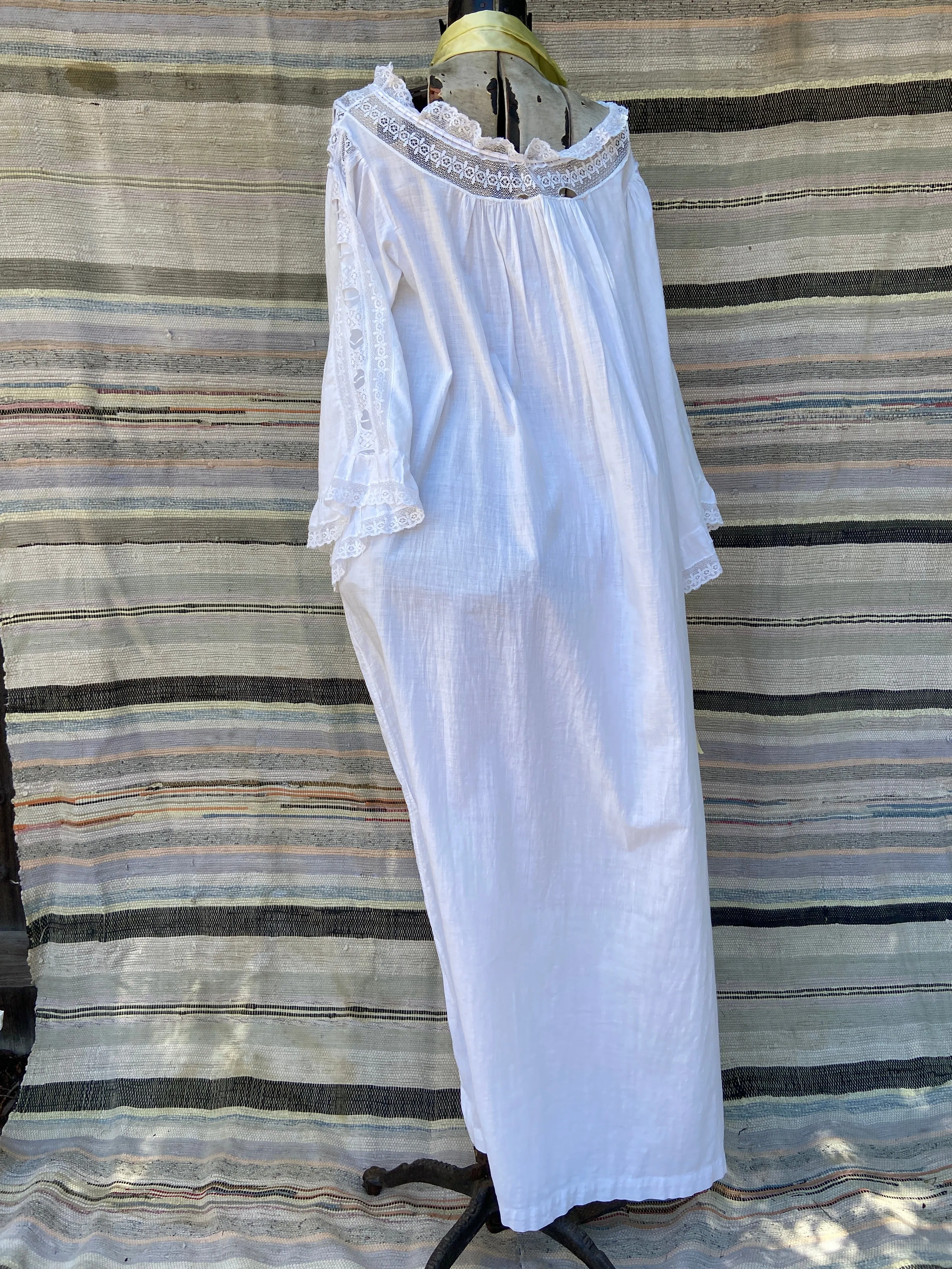 Edwardian Cotton Flutter Sleeve Cotton/ Lace Night Dress