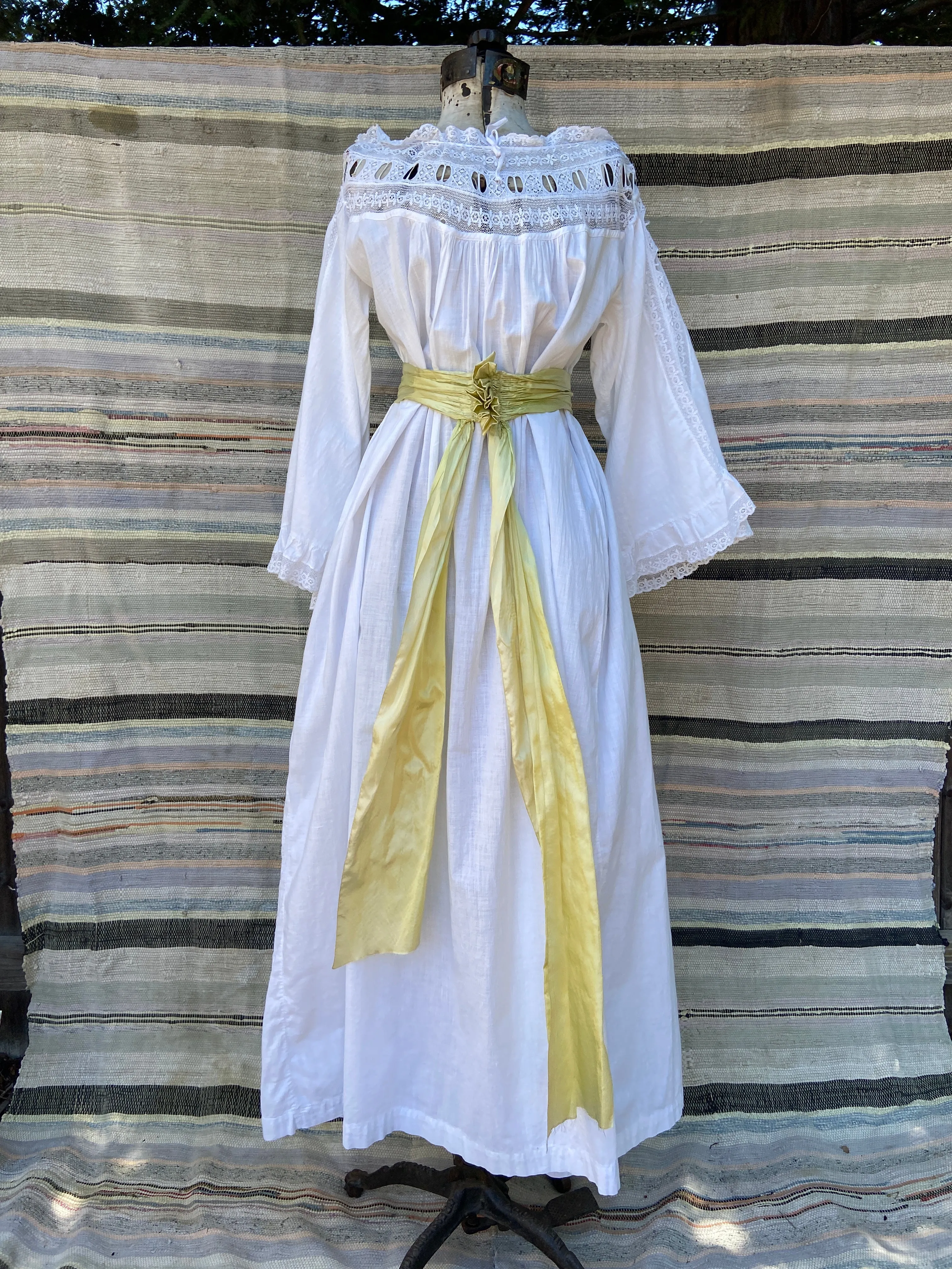 Edwardian Cotton Flutter Sleeve Cotton/ Lace Night Dress