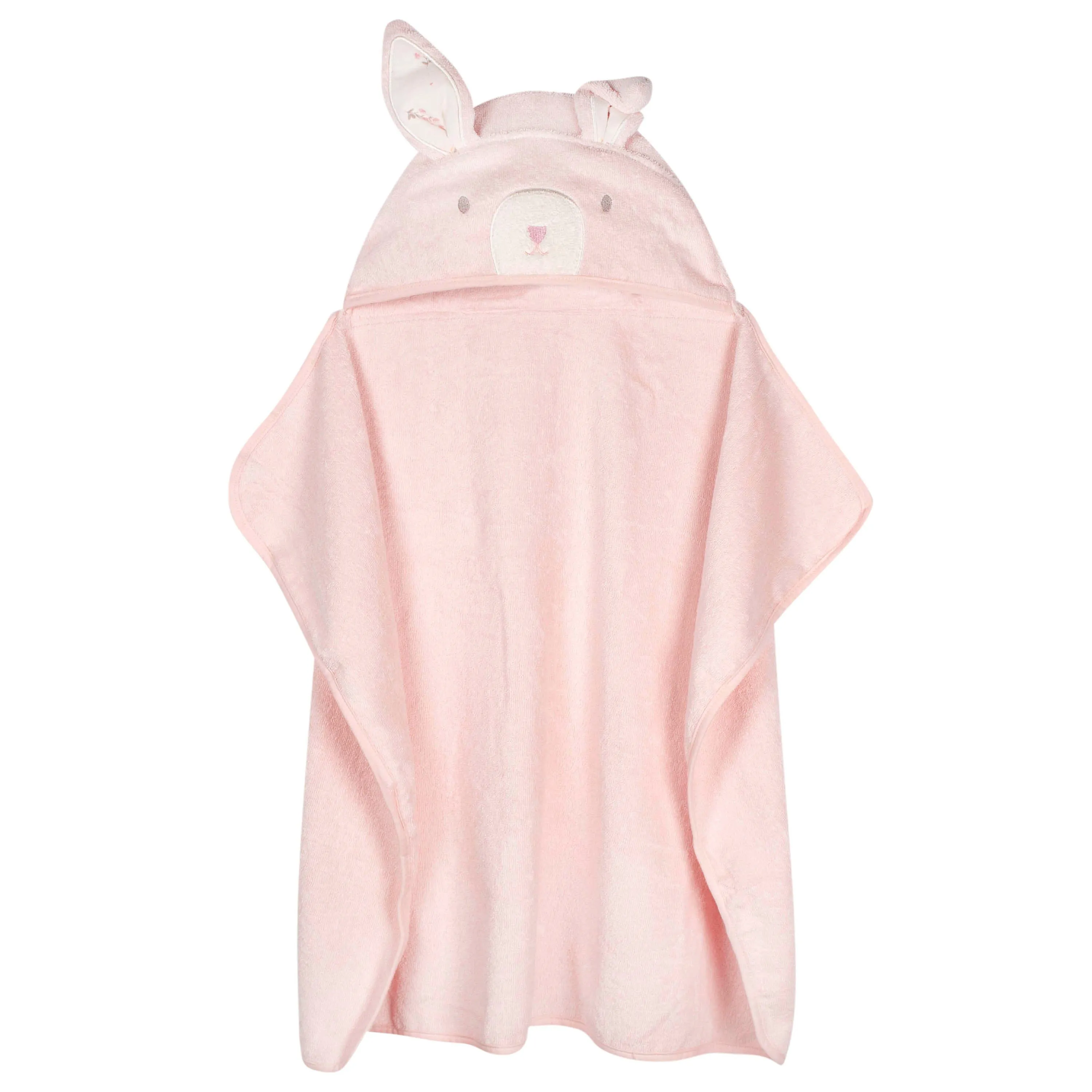 Embroidered Baby Girls Vintage Floral Bunny Bath Wrap