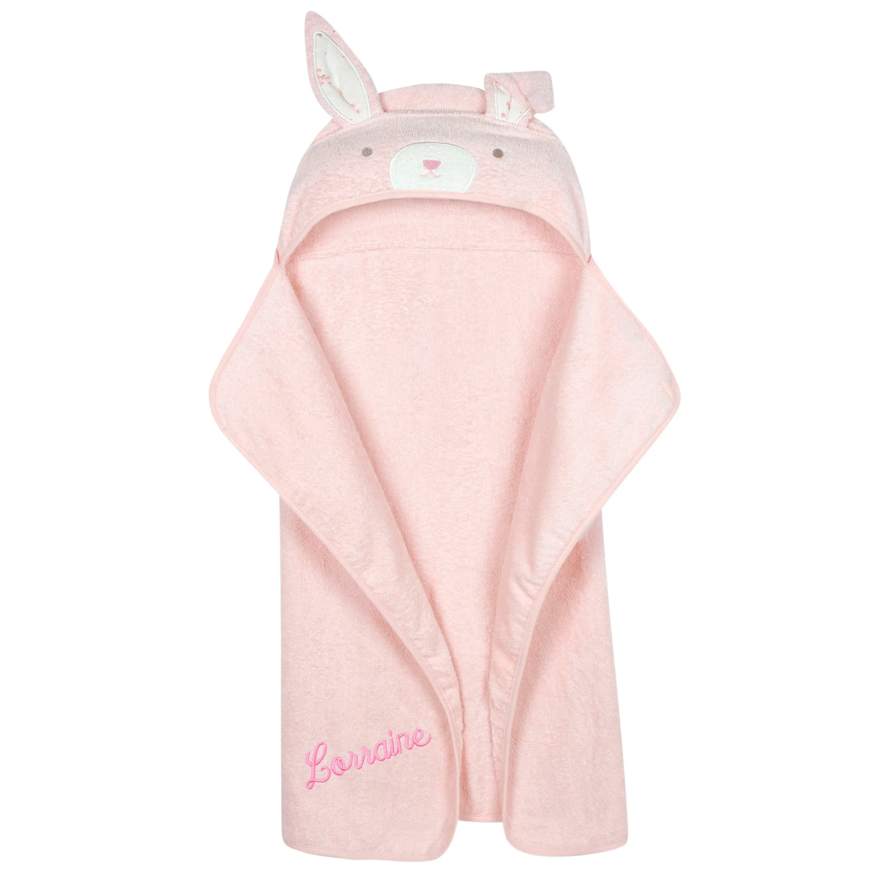 Embroidered Baby Girls Vintage Floral Bunny Bath Wrap