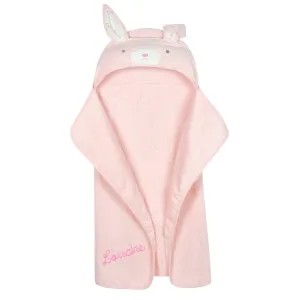 Embroidered Baby Girls Vintage Floral Bunny Bath Wrap