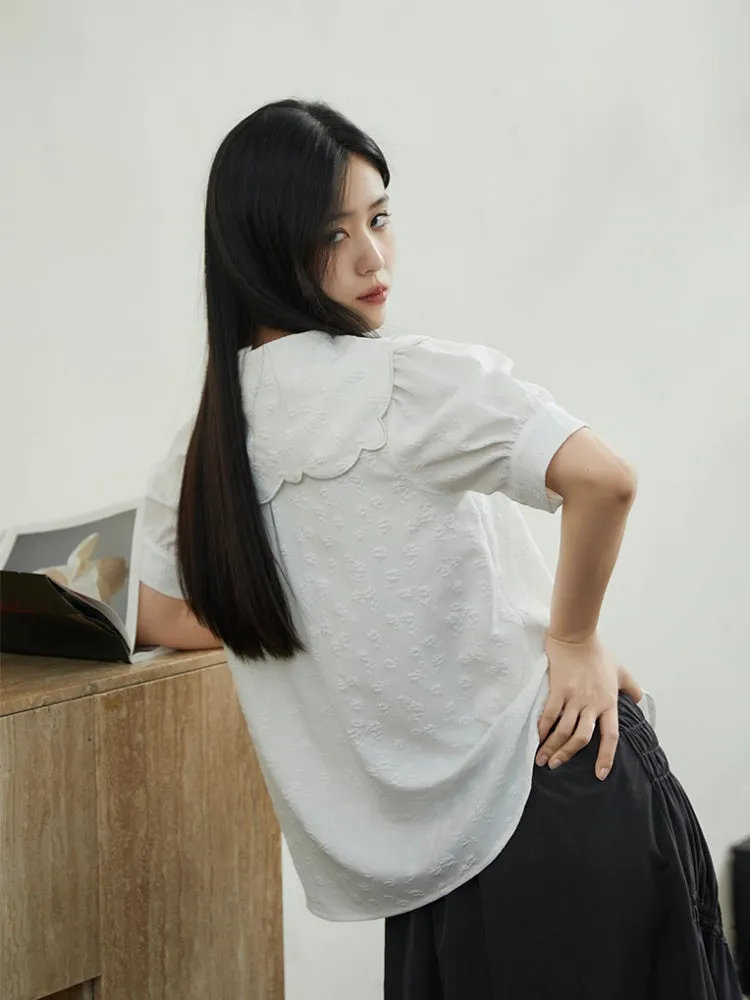 Embroidered Butterfly Lapel Shirt