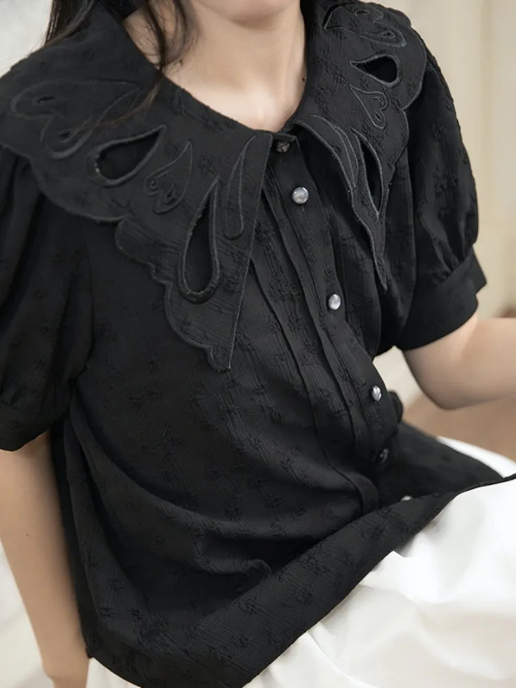 Embroidered Butterfly Lapel Shirt