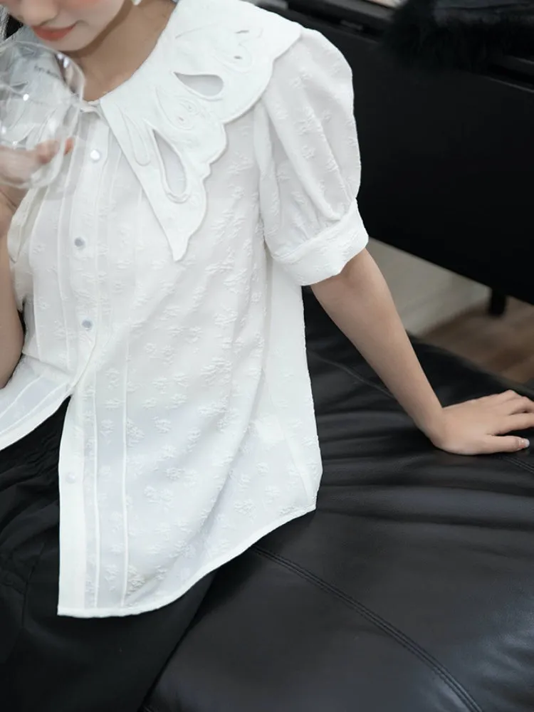 Embroidered Butterfly Lapel Shirt