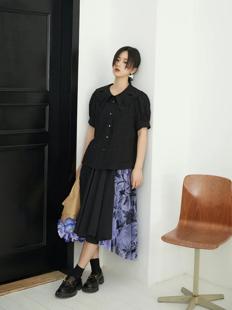 Embroidered Butterfly Lapel Shirt