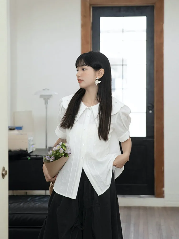 Embroidered Butterfly Lapel Shirt