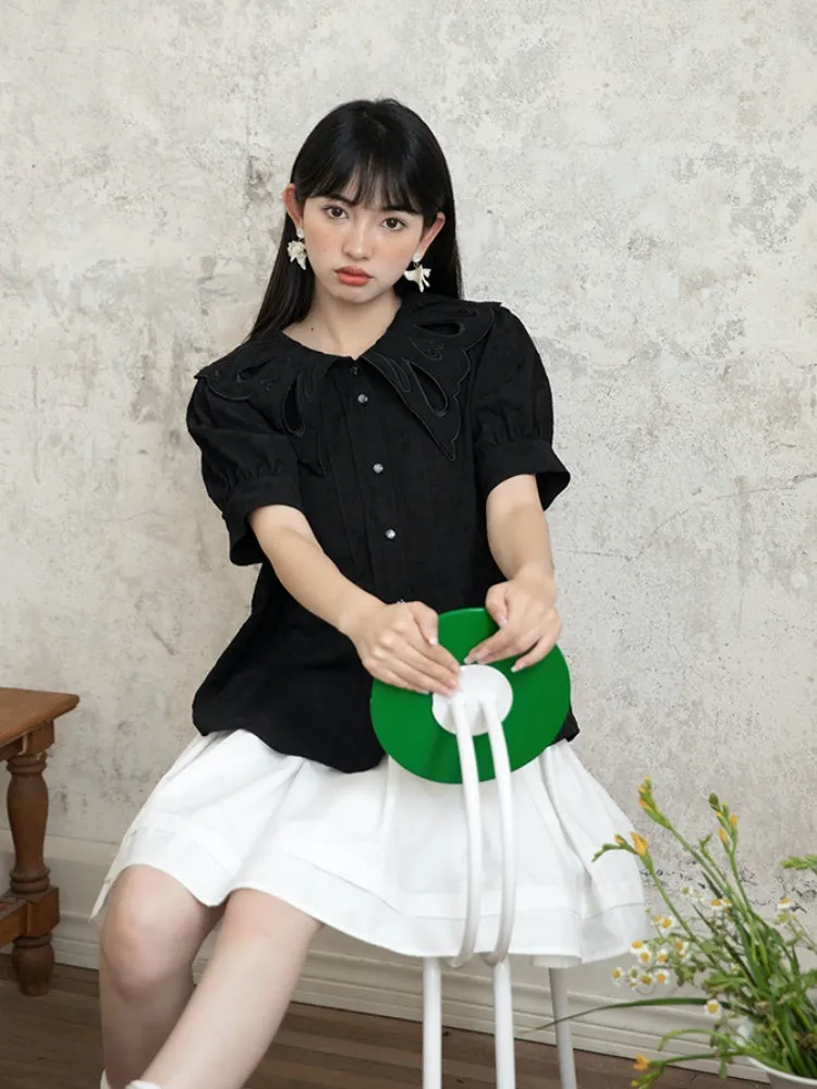 Embroidered Butterfly Lapel Shirt