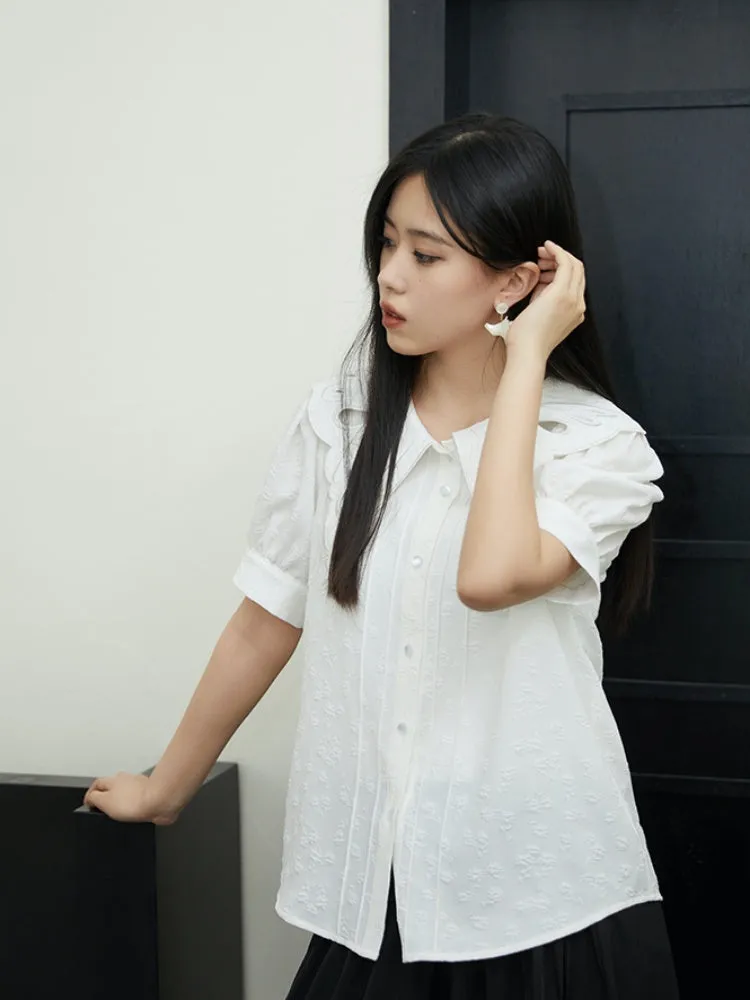 Embroidered Butterfly Lapel Shirt