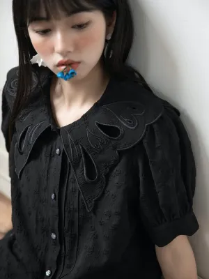 Embroidered Butterfly Lapel Shirt