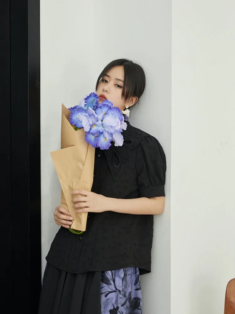 Embroidered Butterfly Lapel Shirt