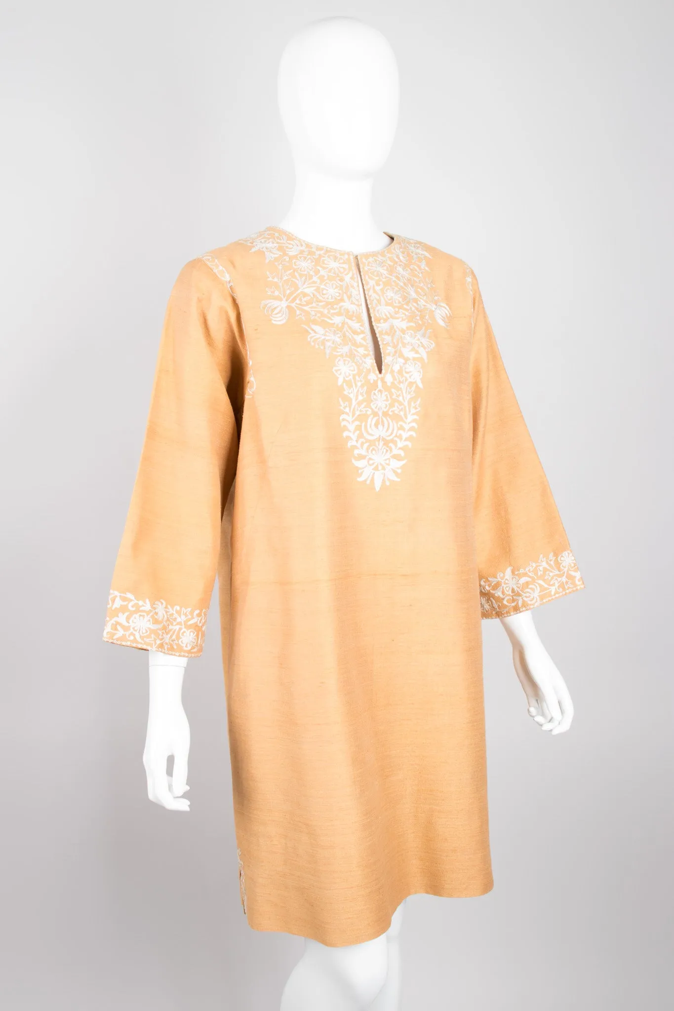 Embroidered Silk Tunic Dress