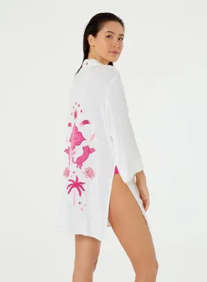 Embroidered White Kimono